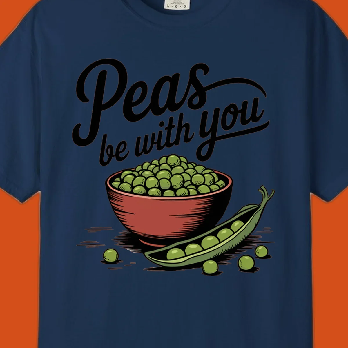 Peas be with you pun graphic with a bowl and pod of peas.