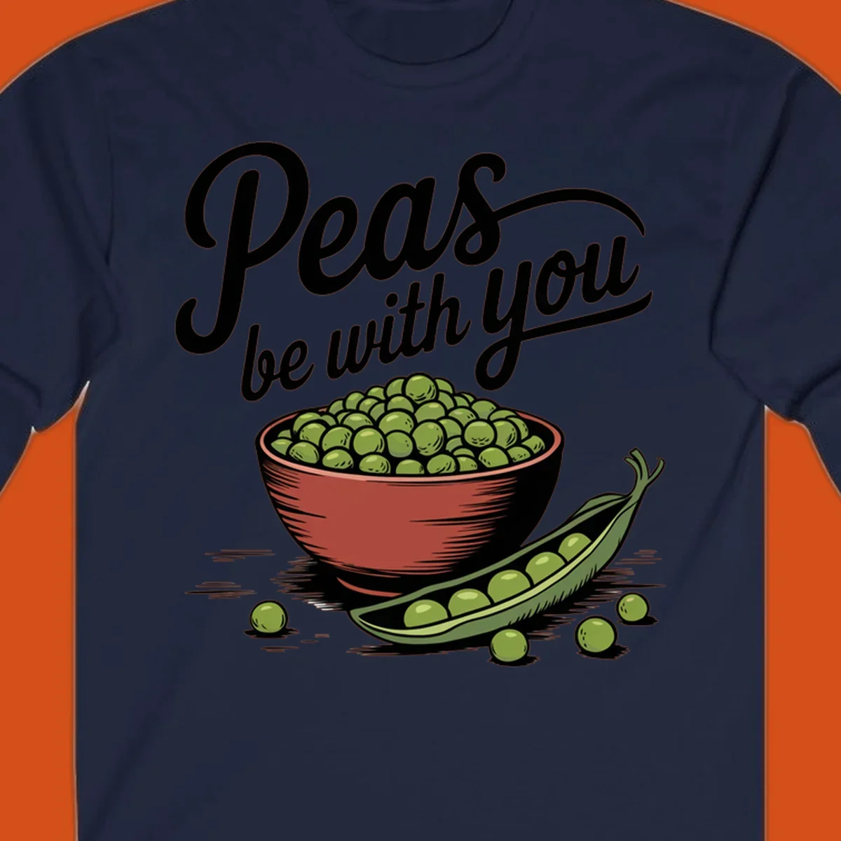Peas be with you pun graphic with a bowl and pod of peas.
