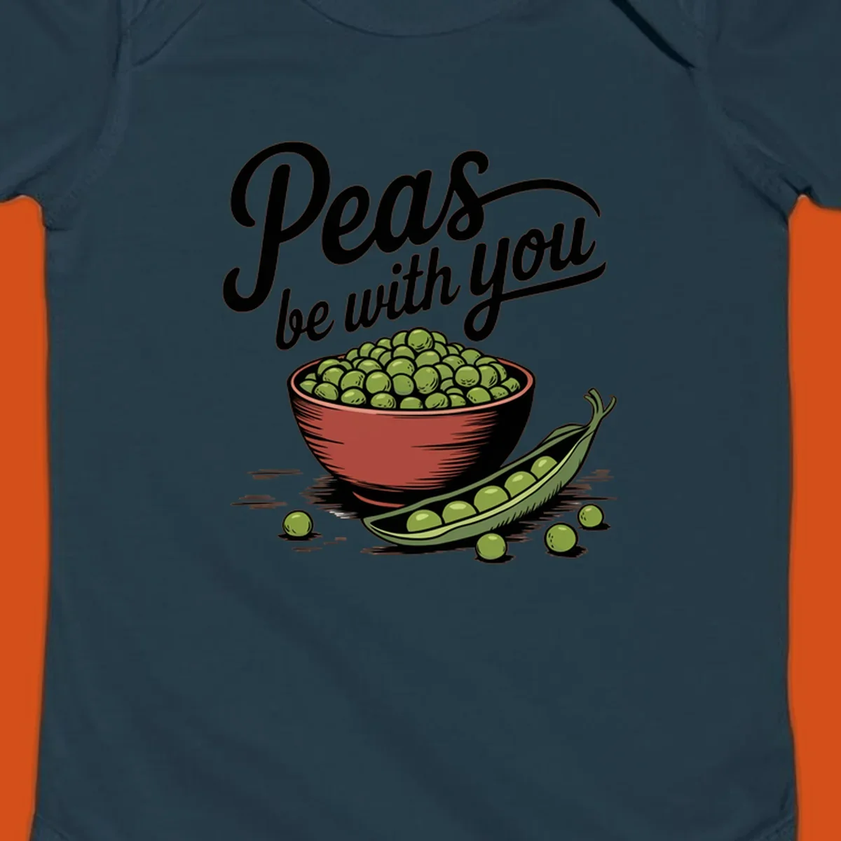 Peas be with you pun graphic with a bowl and pod of peas.