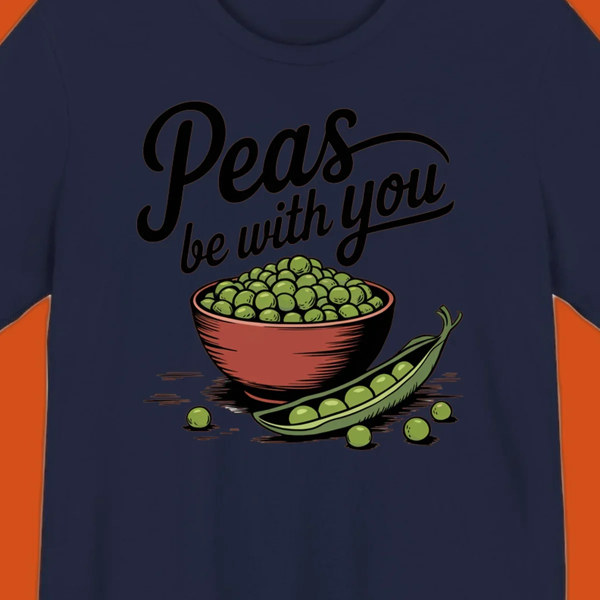 Peas be with you pun graphic with a bowl and pod of peas.