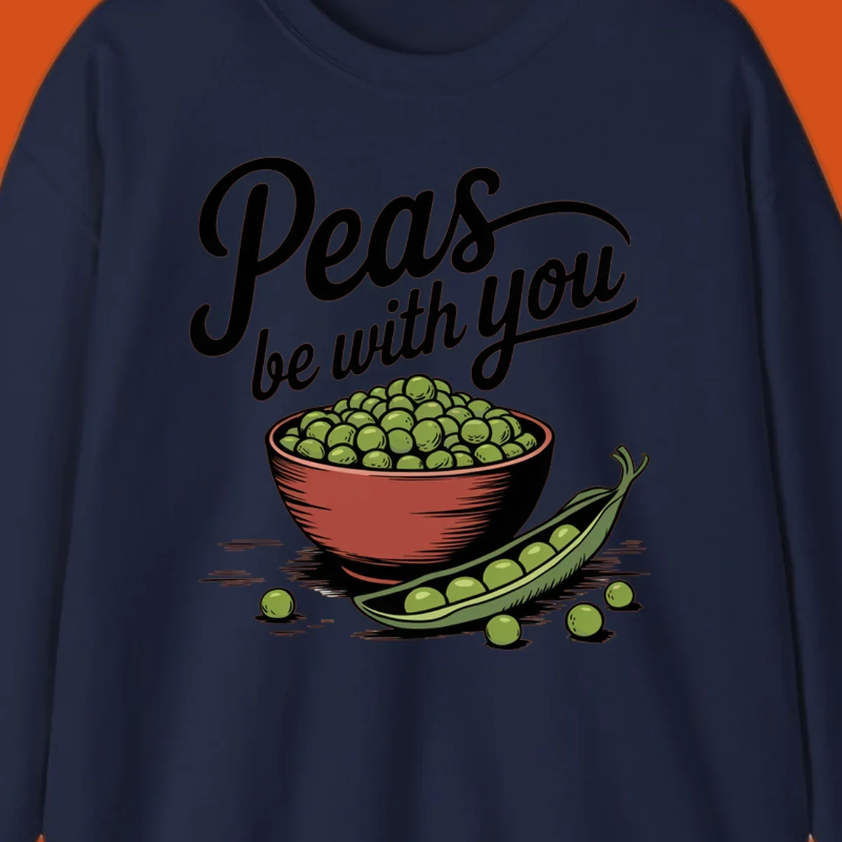 Peas be with you pun graphic with a bowl and pod of peas.