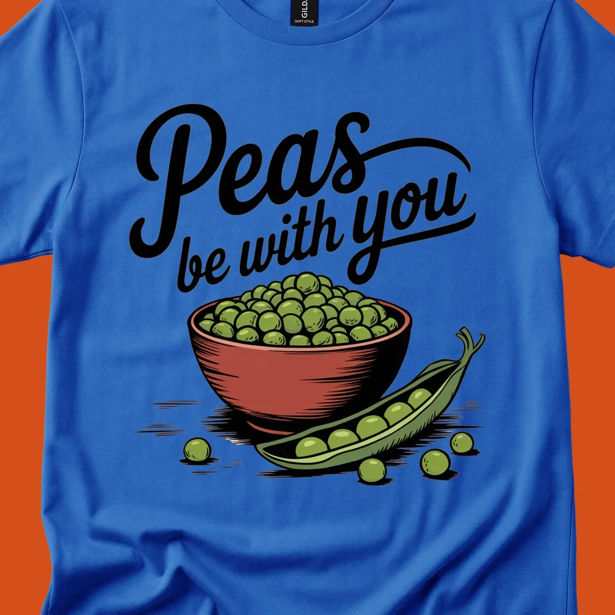 Peas be with you pun graphic with a bowl and pod of peas.