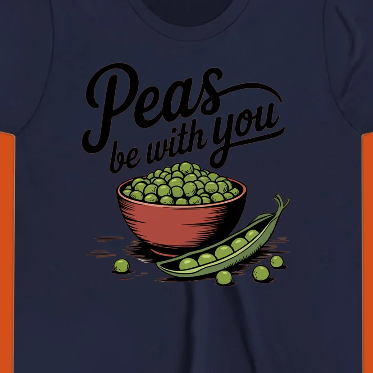 Peas be with you pun graphic with a bowl and pod of peas.