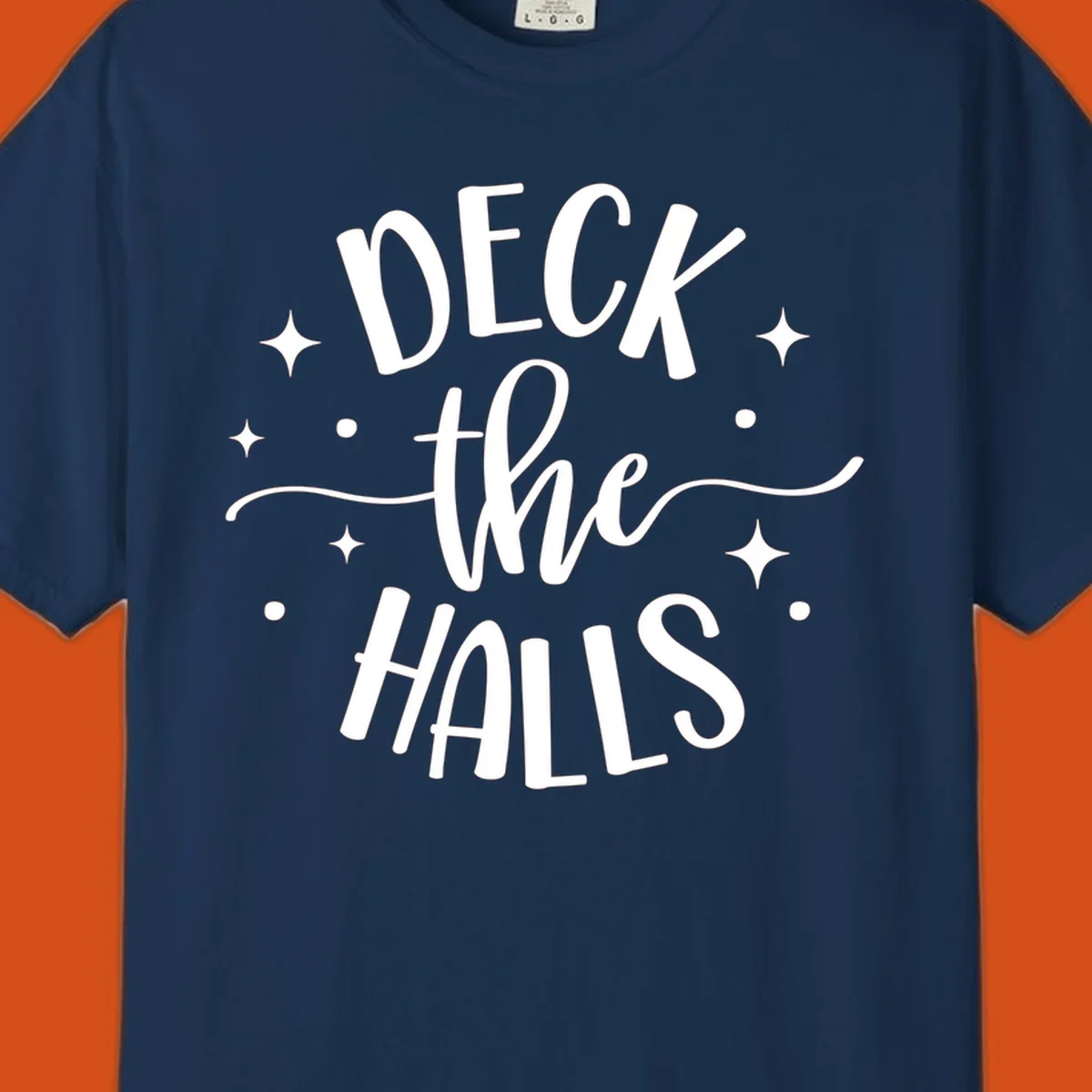Deck the halls christmas typography design with stars and dots.