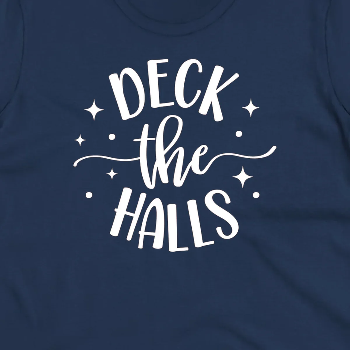 Deck the halls christmas typography design with stars and dots.