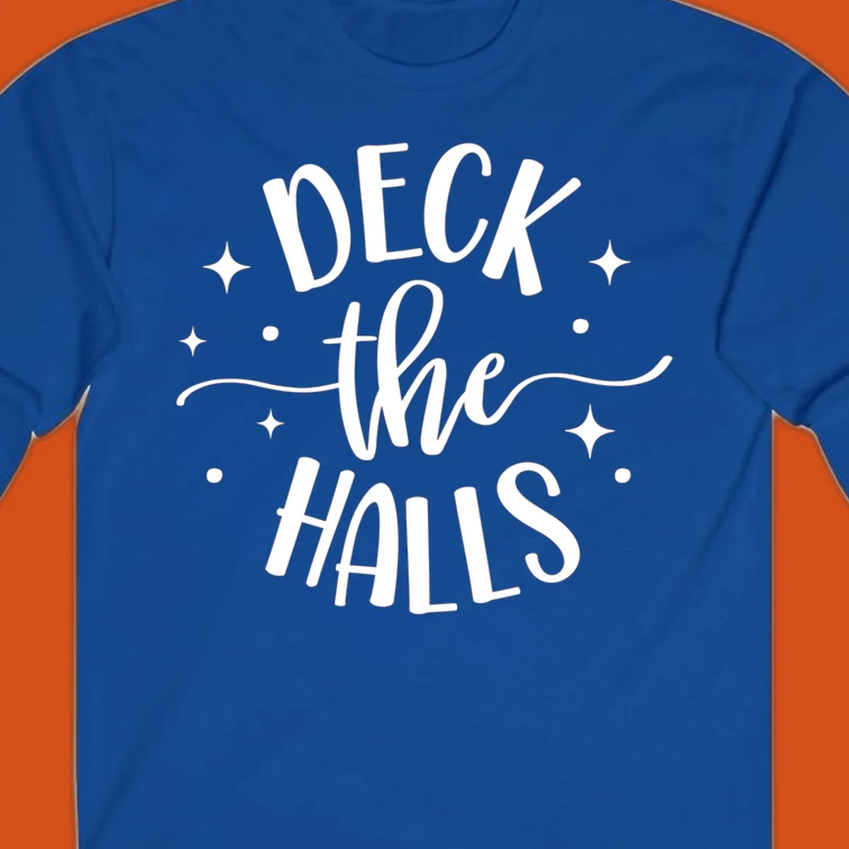 Deck the halls christmas typography design with stars and dots.