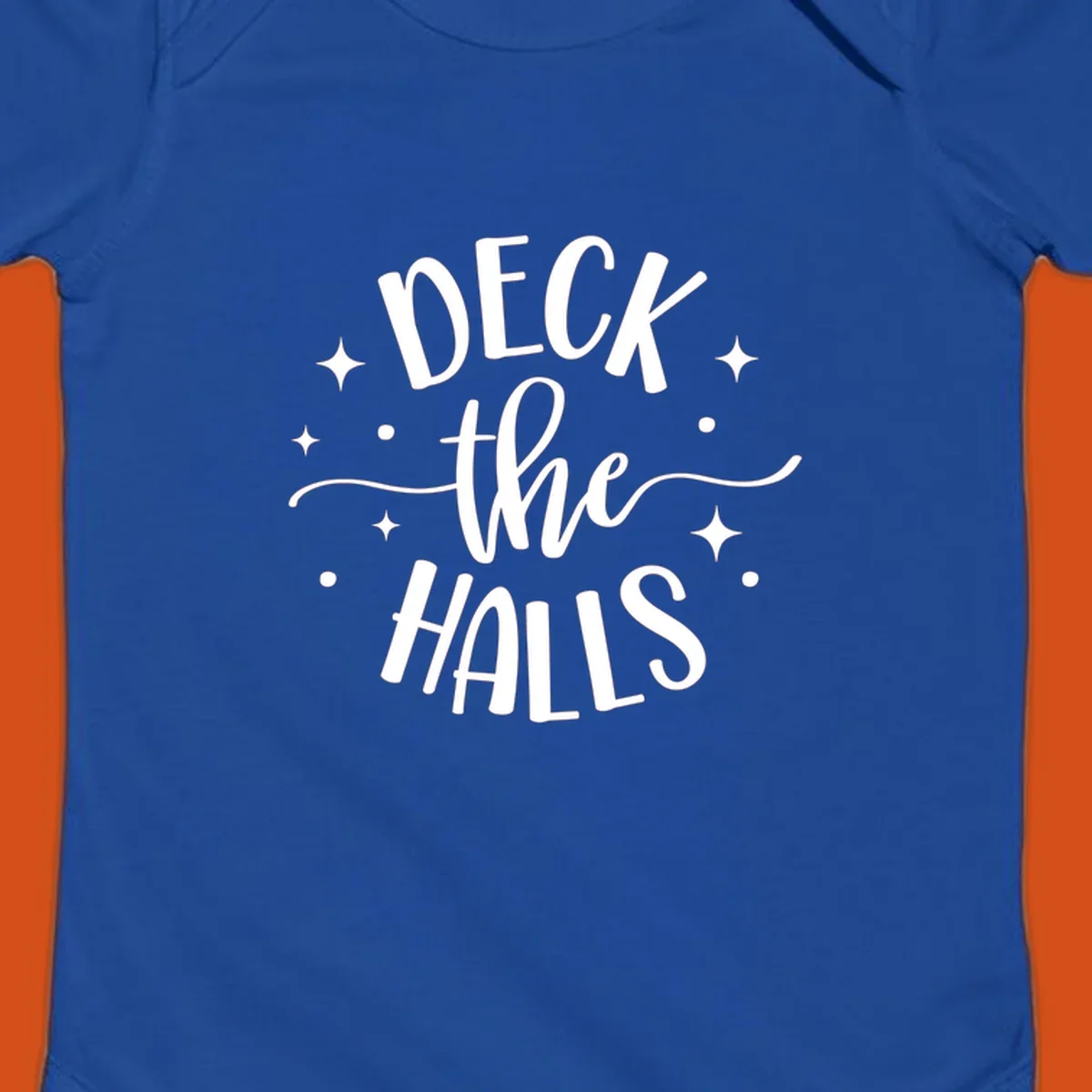 Deck the halls christmas typography design with stars and dots.