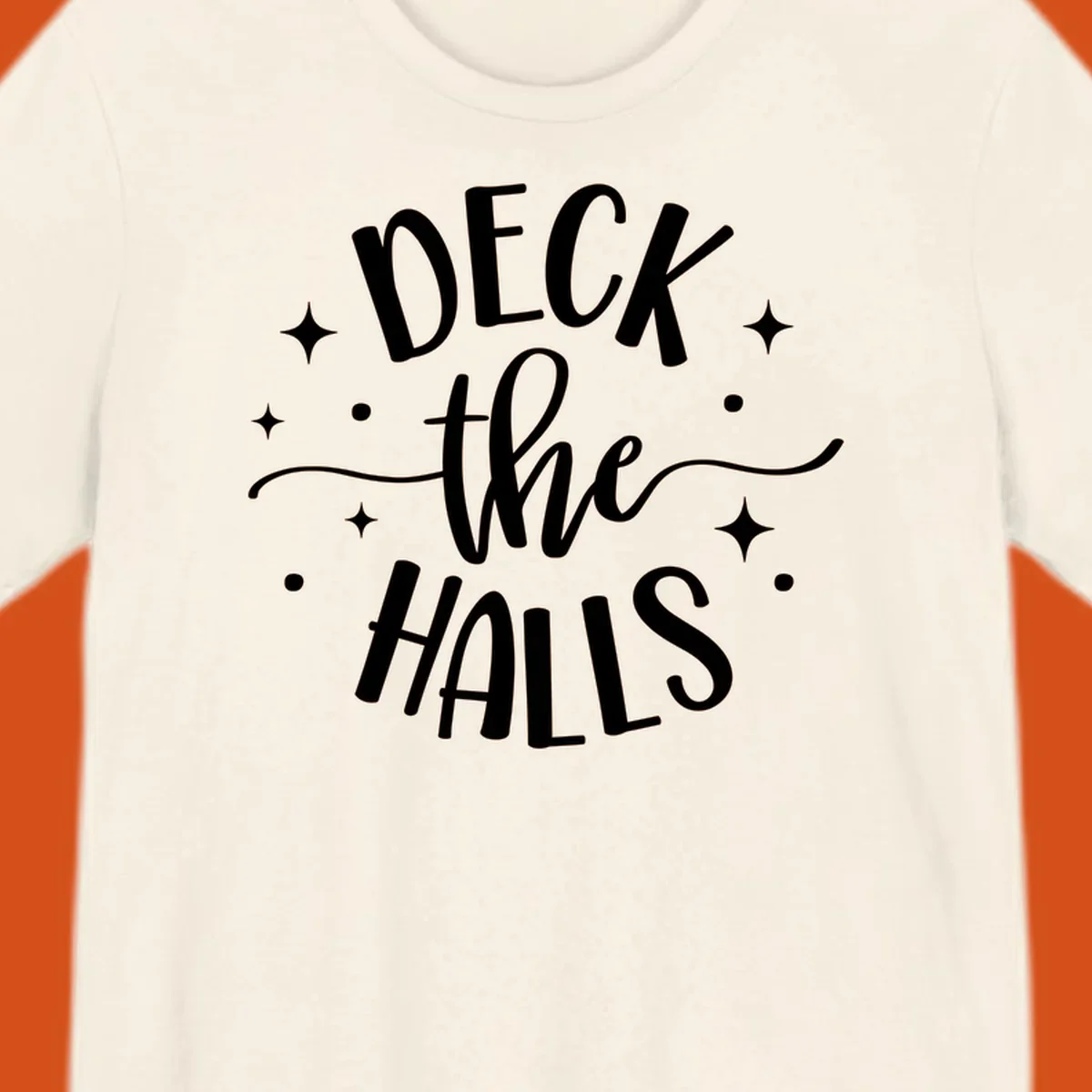 Deck the halls christmas typography design with stars and dots.