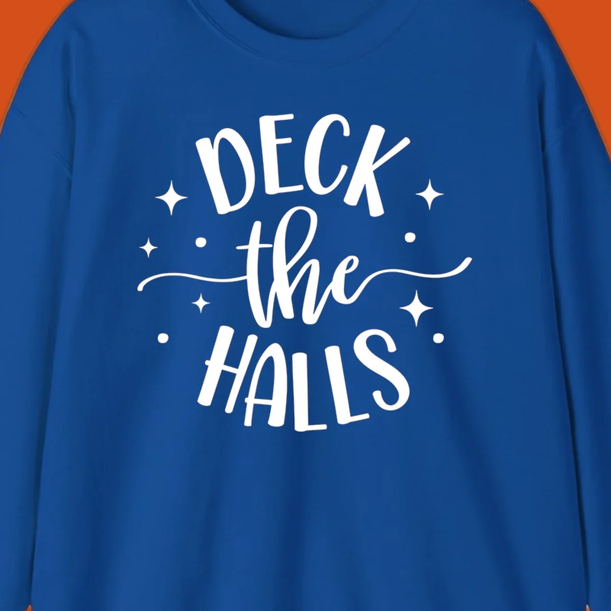 Deck the halls christmas typography design with stars and dots.