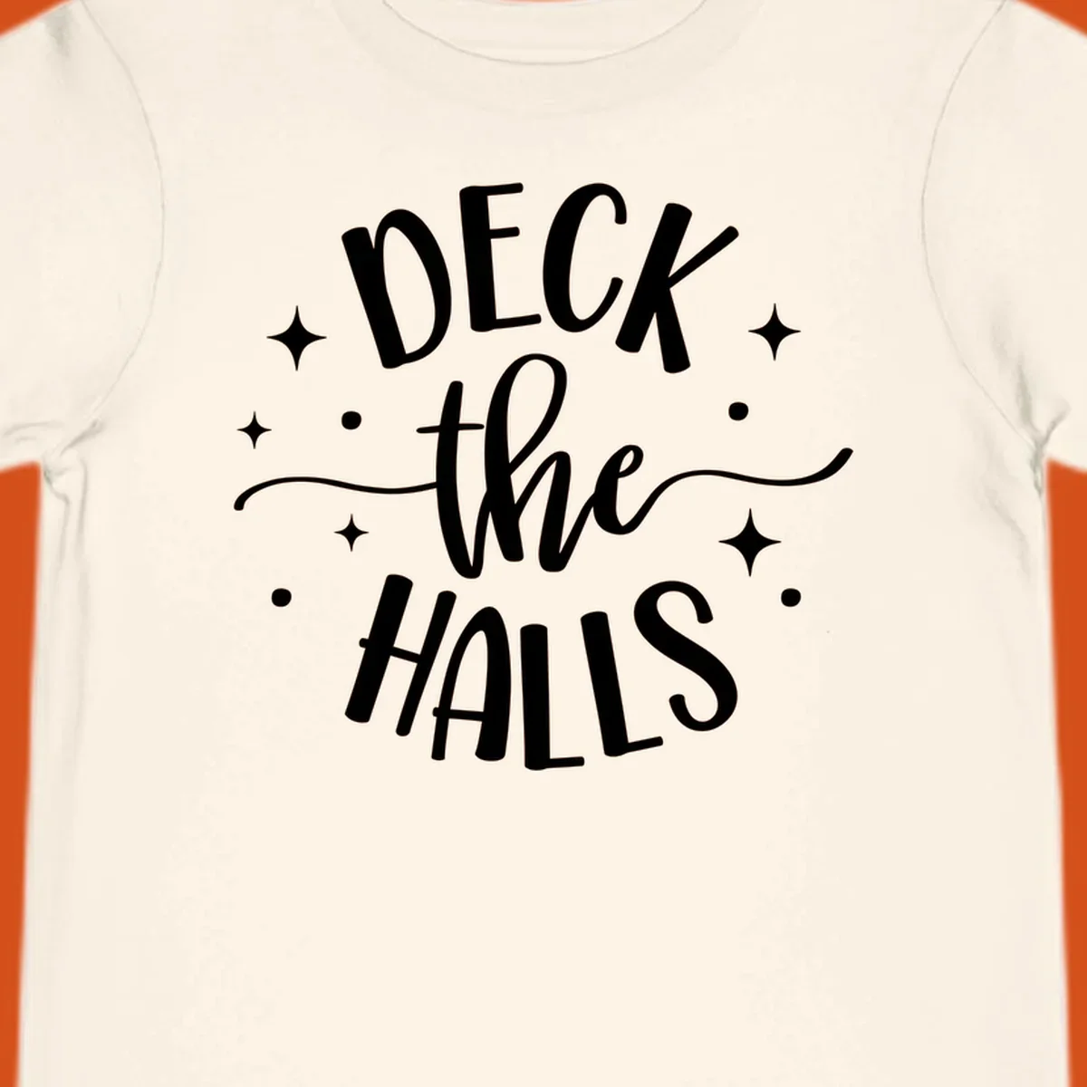 Deck the halls christmas typography design with stars and dots.