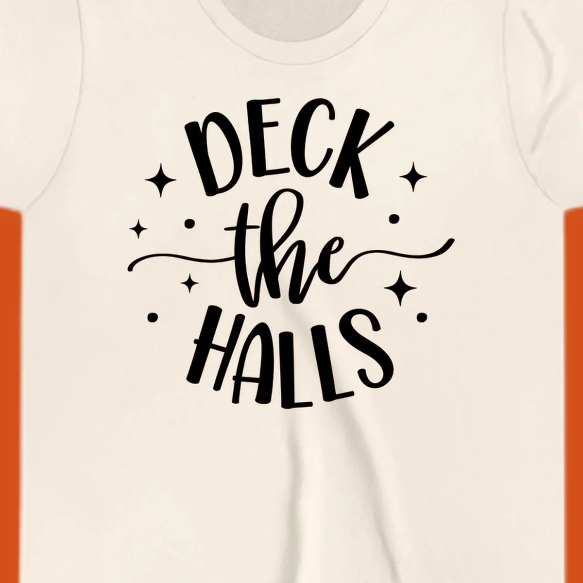 Deck the halls christmas typography design with stars and dots.