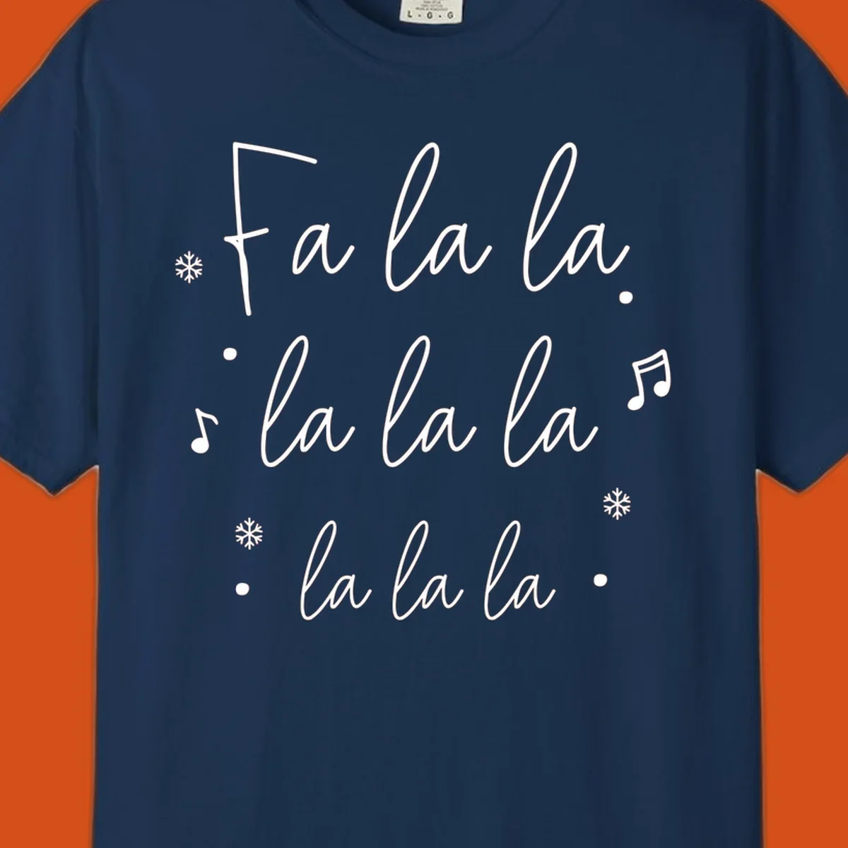 Fa la la Christmas carol lyrics with snowflakes and music notes