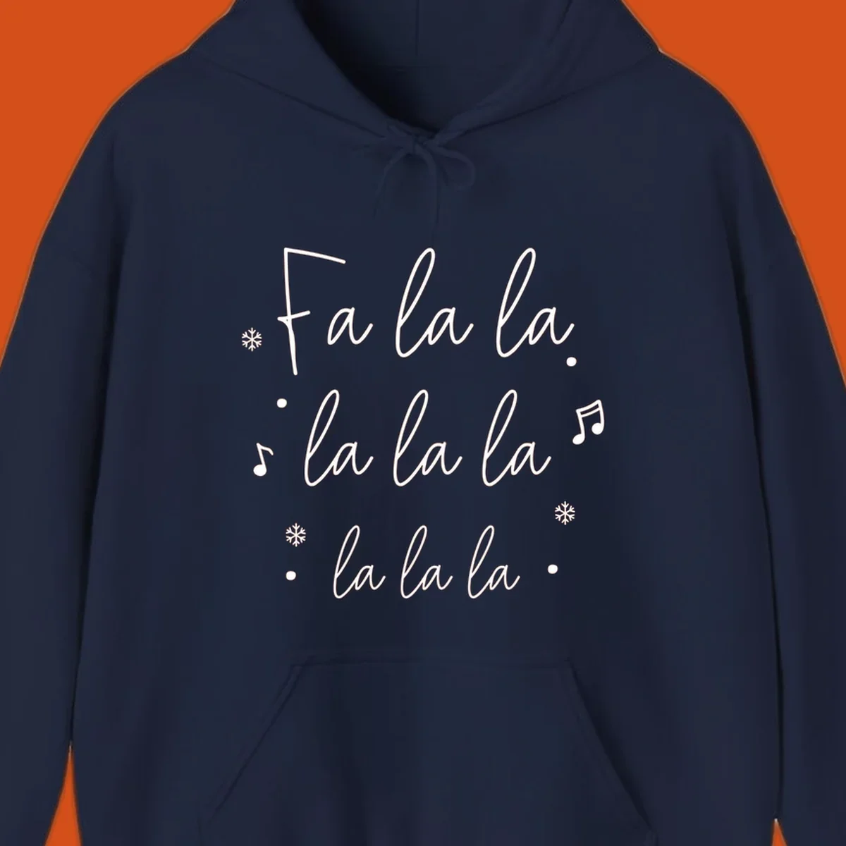Fa la la Christmas carol lyrics with snowflakes and music notes