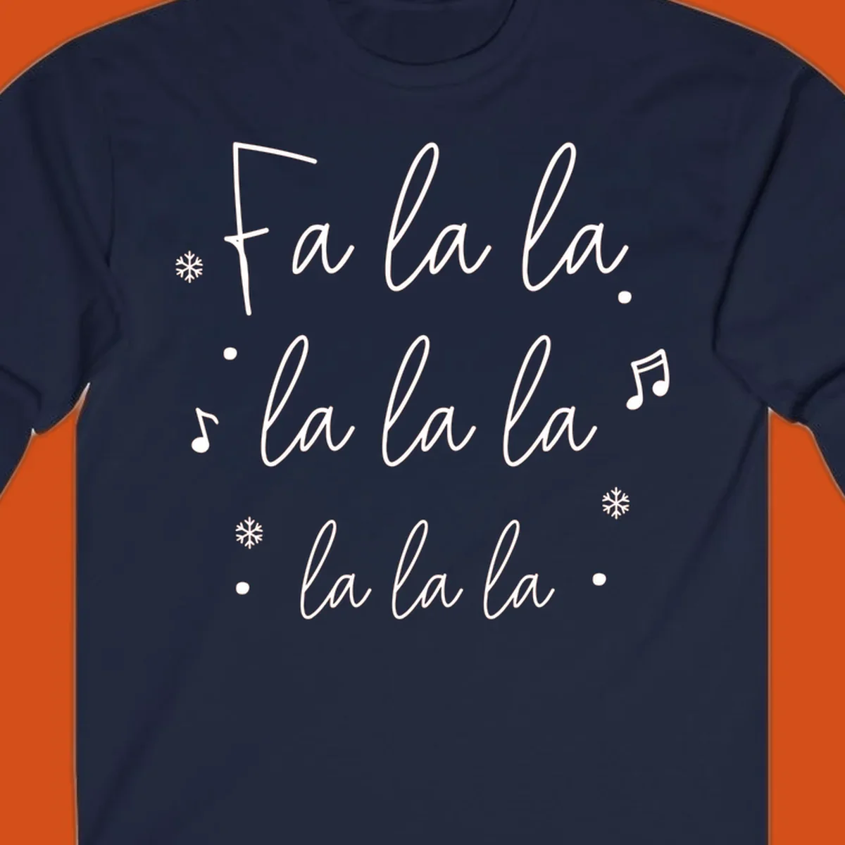 Fa la la Christmas carol lyrics with snowflakes and music notes