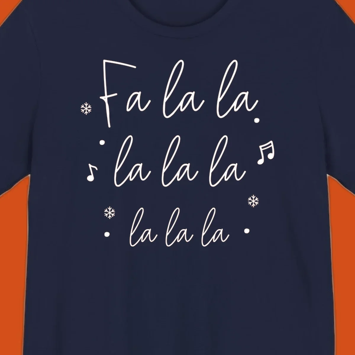 Fa la la Christmas carol lyrics with snowflakes and music notes