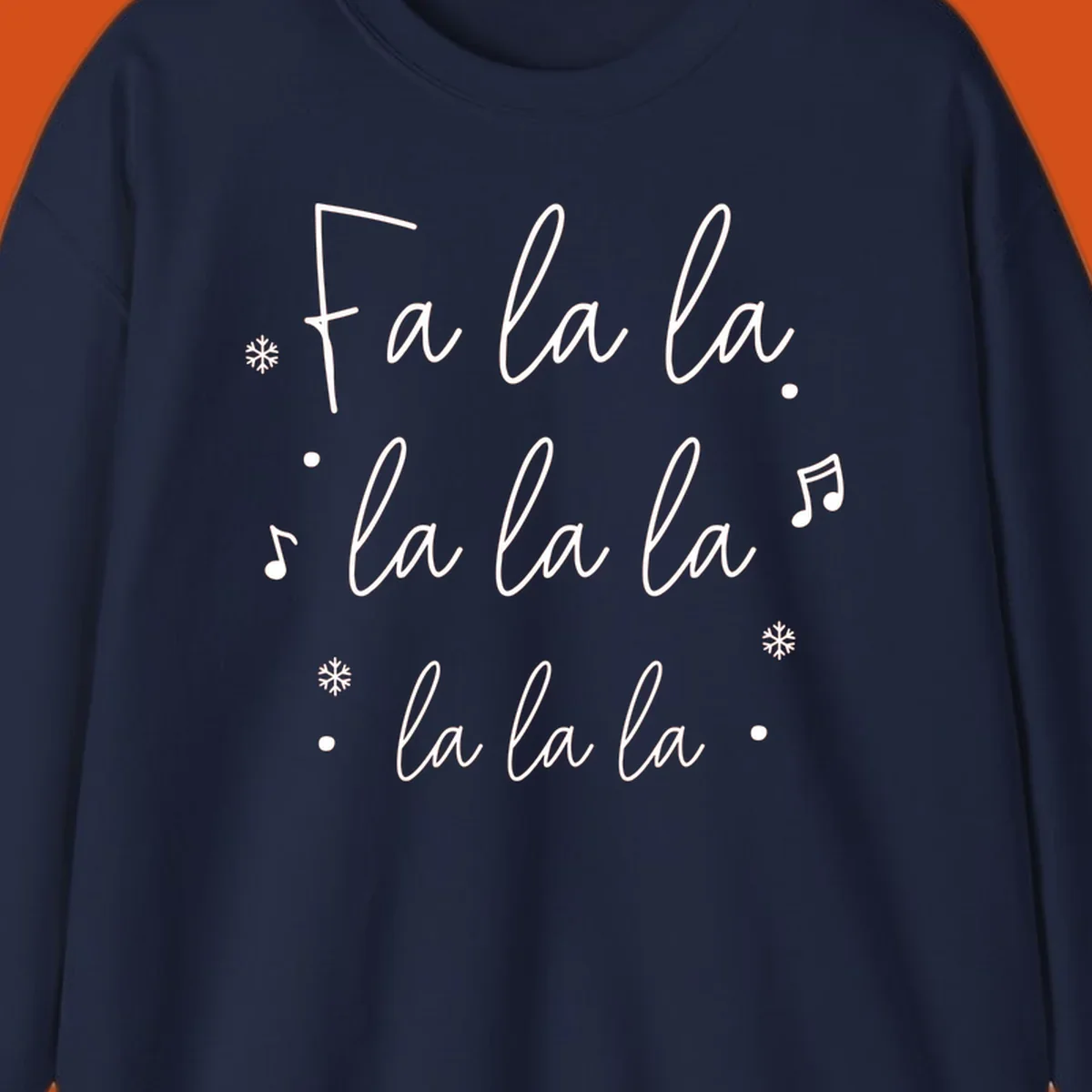 Fa la la Christmas carol lyrics with snowflakes and music notes