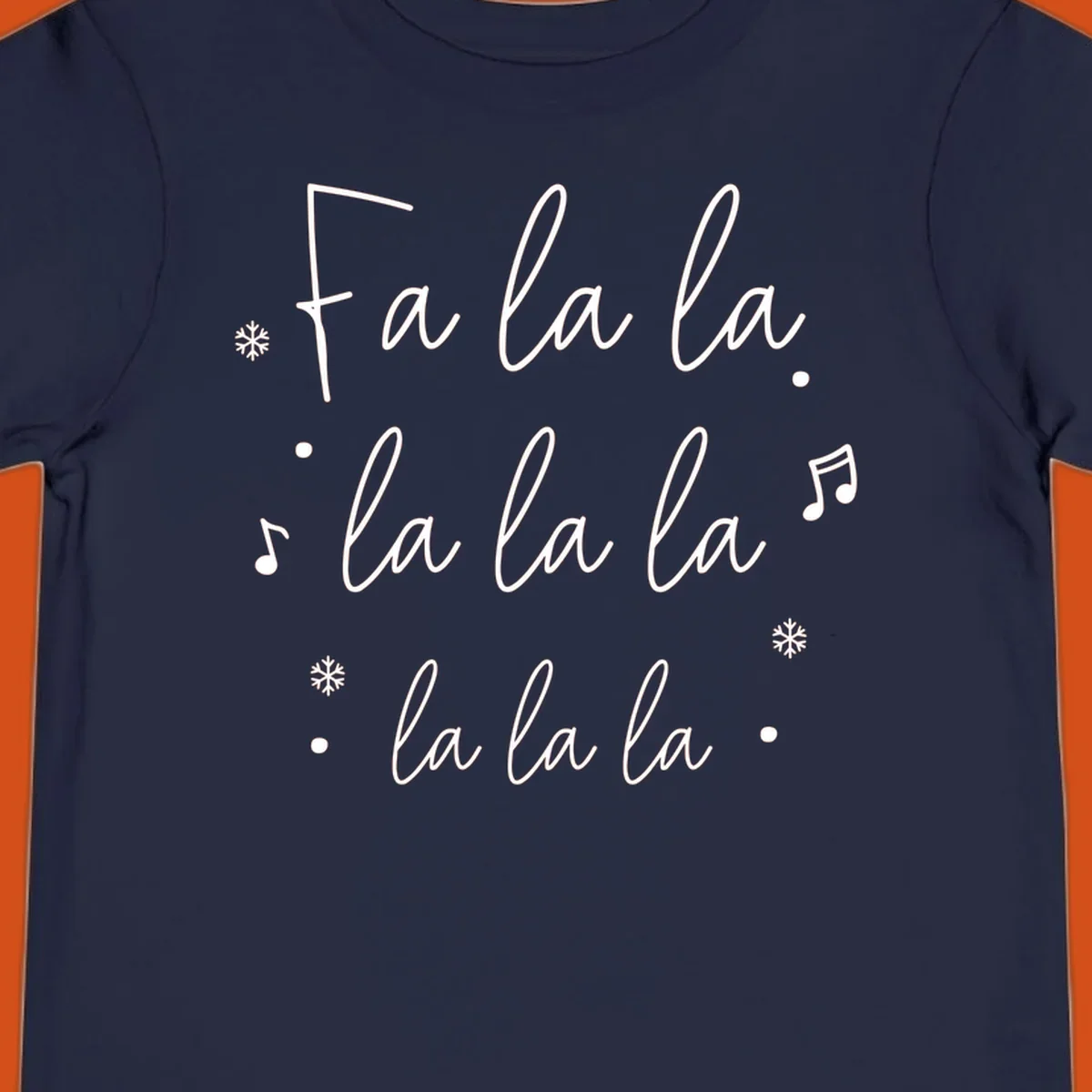 Fa la la Christmas carol lyrics with snowflakes and music notes