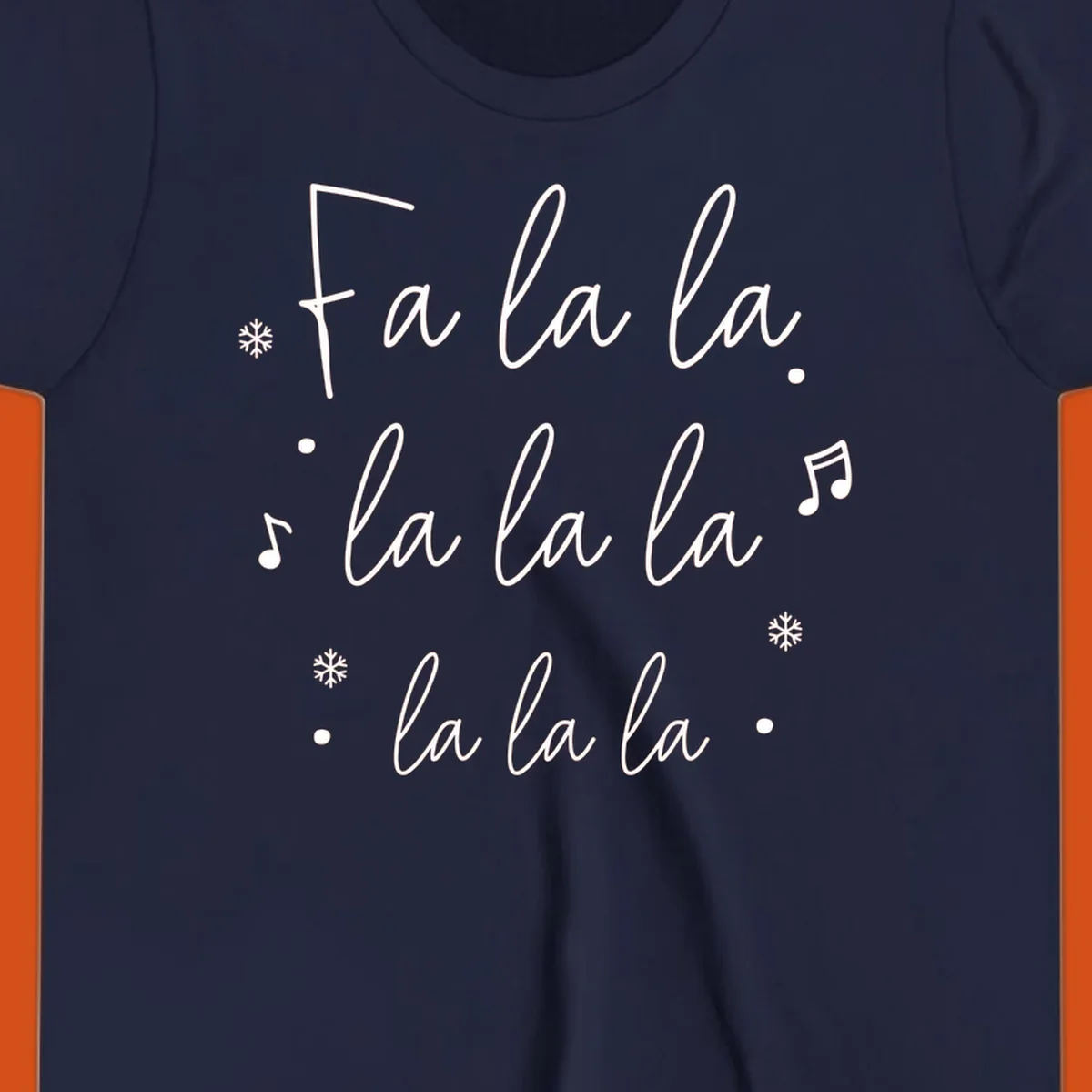 Fa la la Christmas carol lyrics with snowflakes and music notes