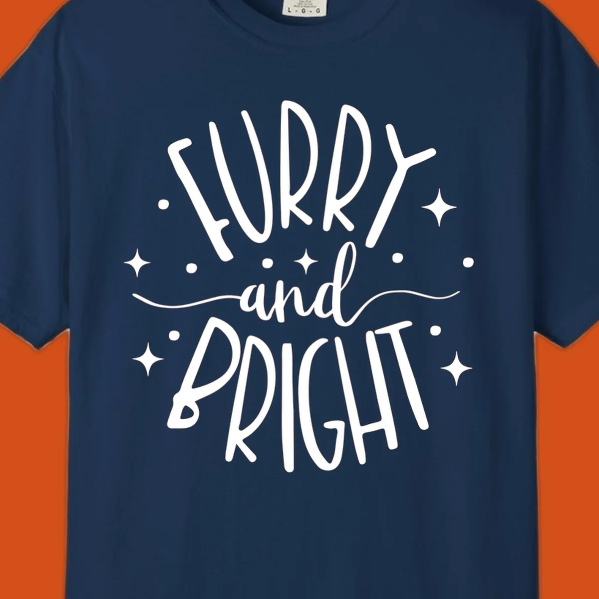 Furry and Bright holiday text design with dots and stars.
