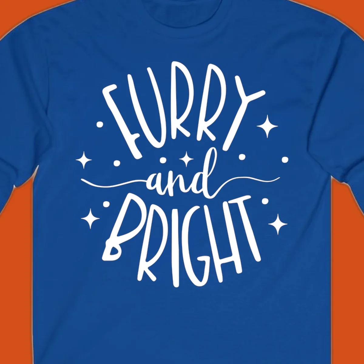 Furry and Bright holiday text design with dots and stars.