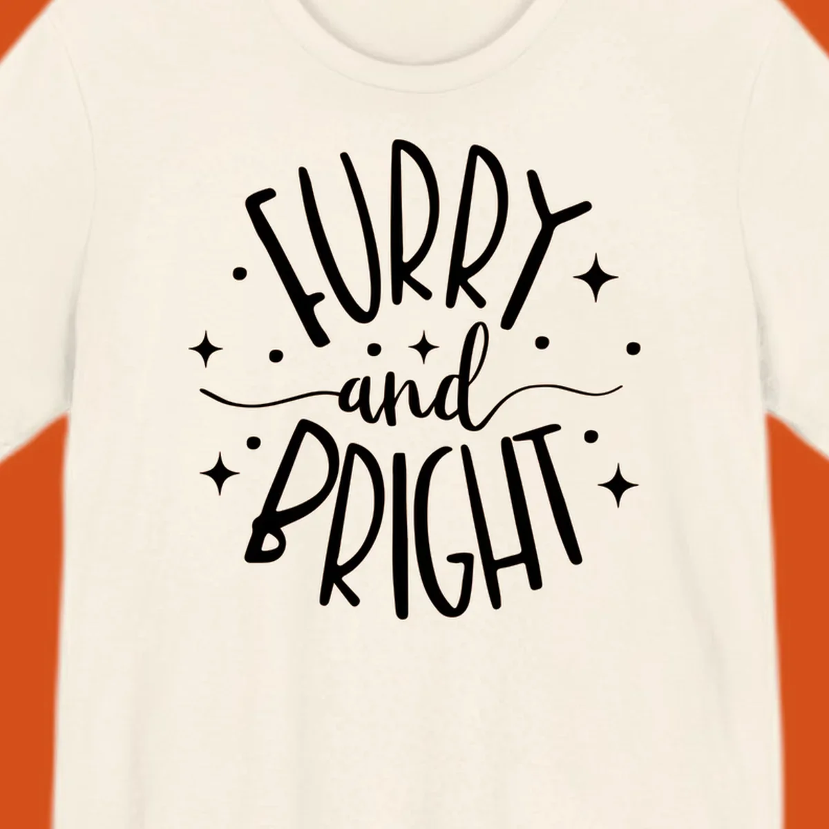 Furry and Bright holiday text design with dots and stars.