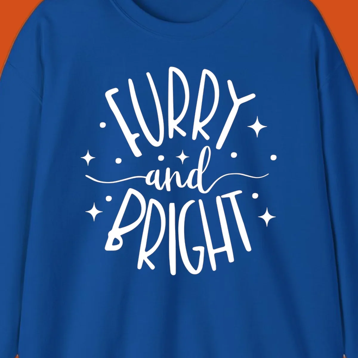 Furry and Bright holiday text design with dots and stars.