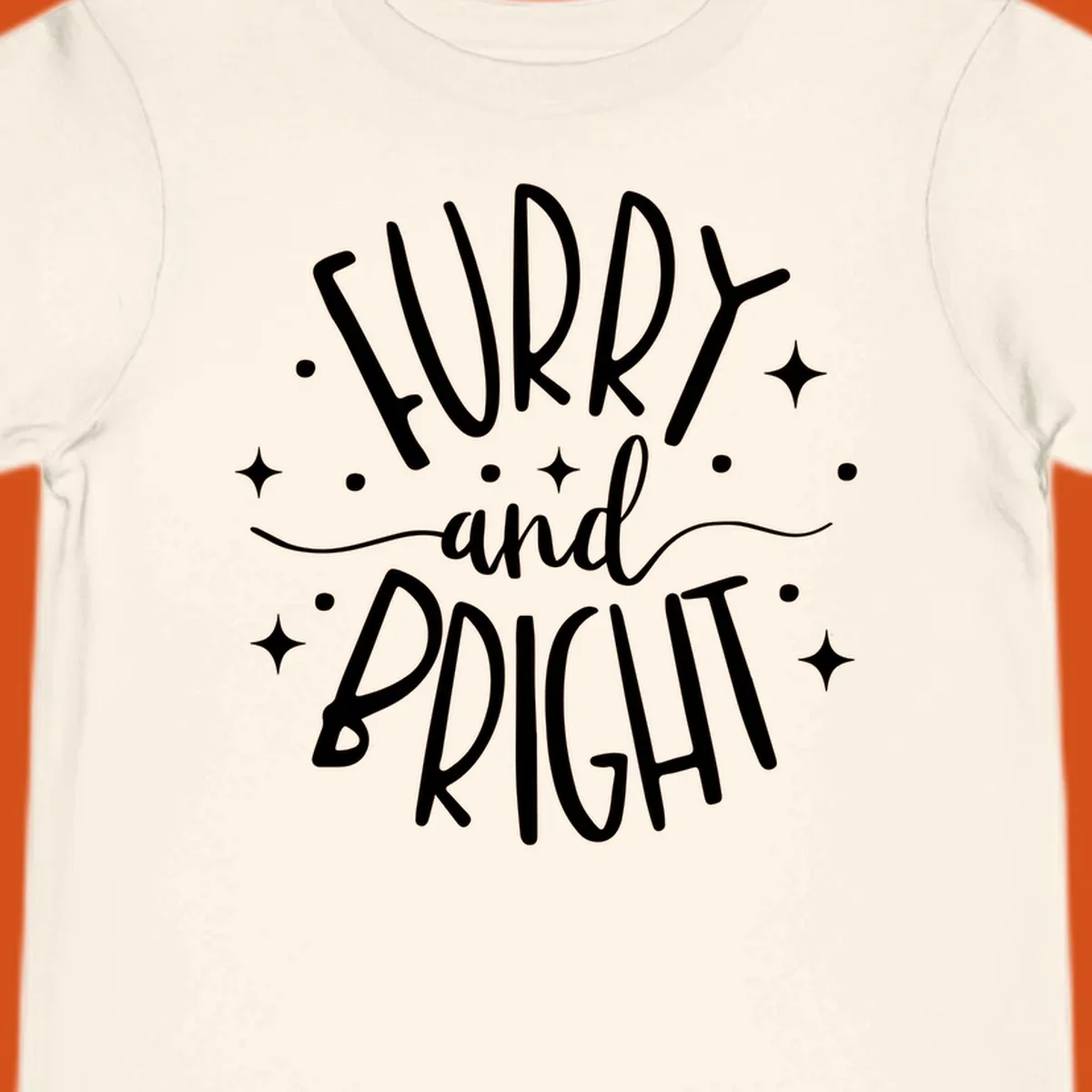 Furry and Bright holiday text design with dots and stars.