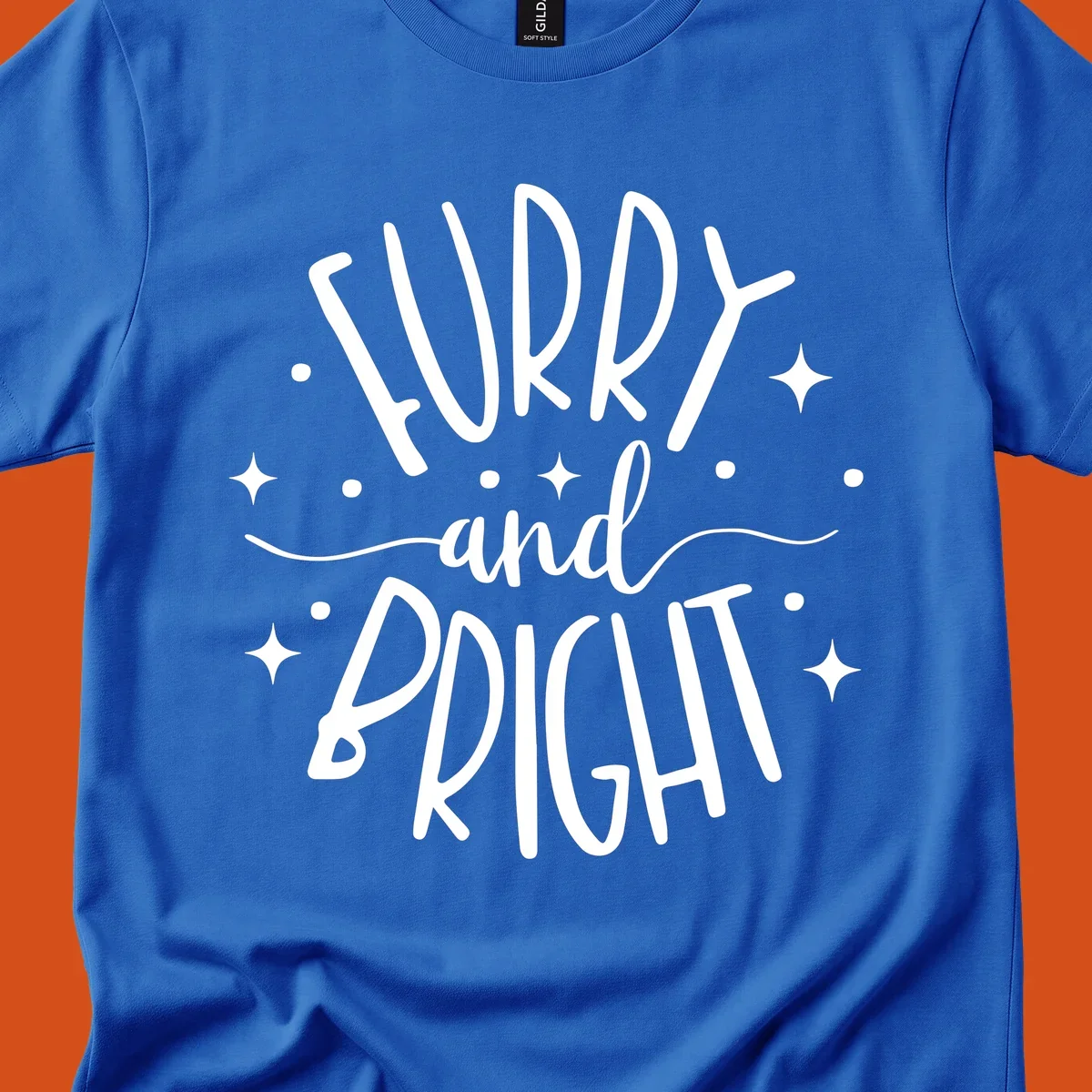 Furry and Bright holiday text design with dots and stars.