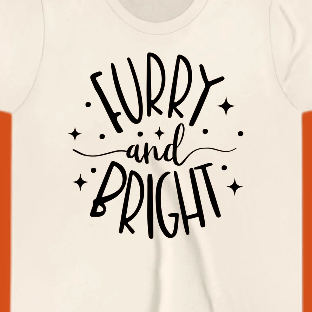 Furry and Bright holiday text design with dots and stars.