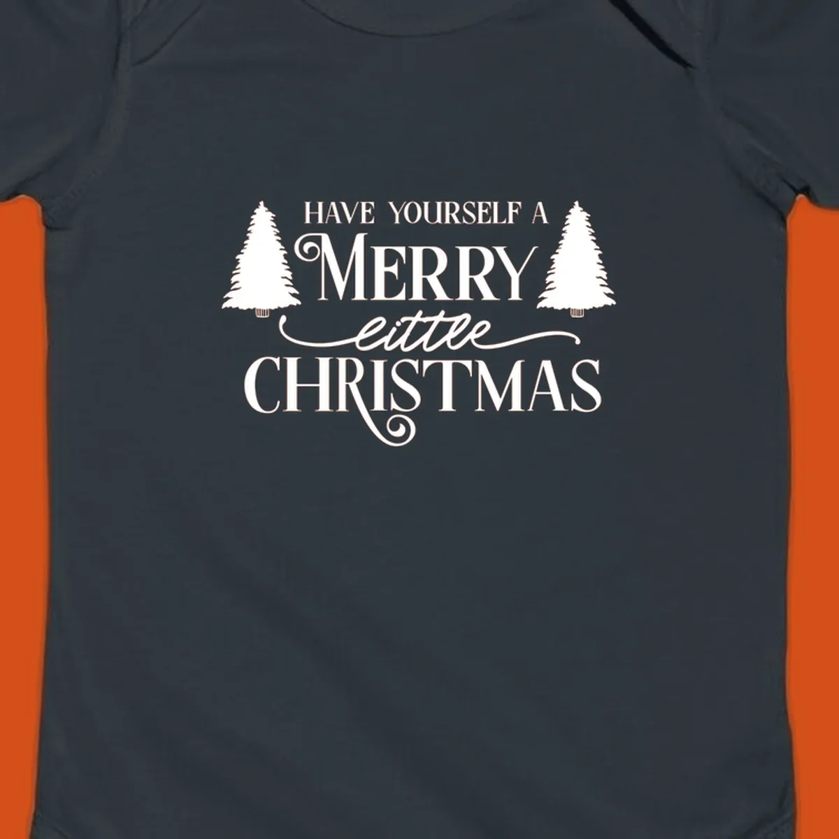 Merry little Christmas text with trees design