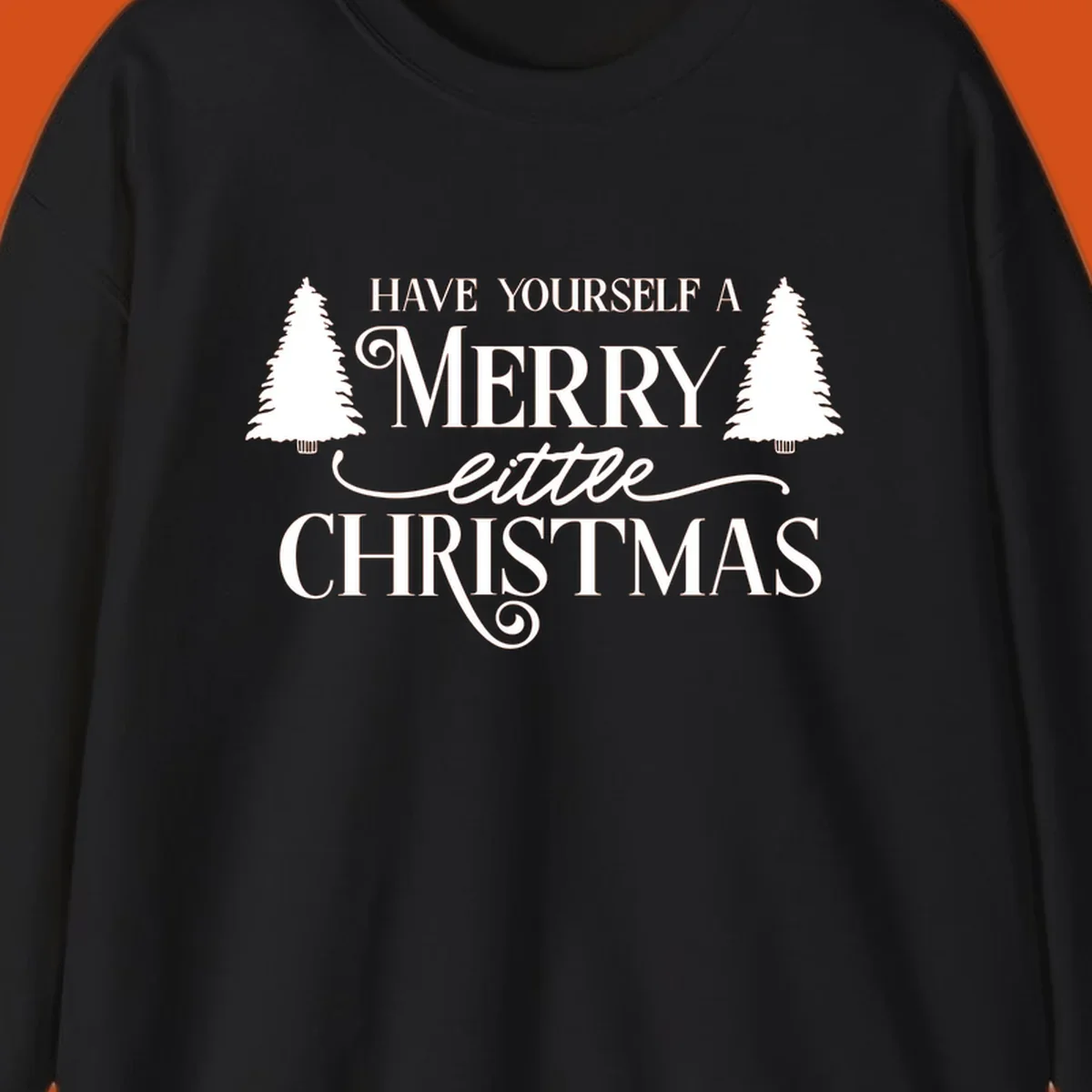 Merry little Christmas text with trees design