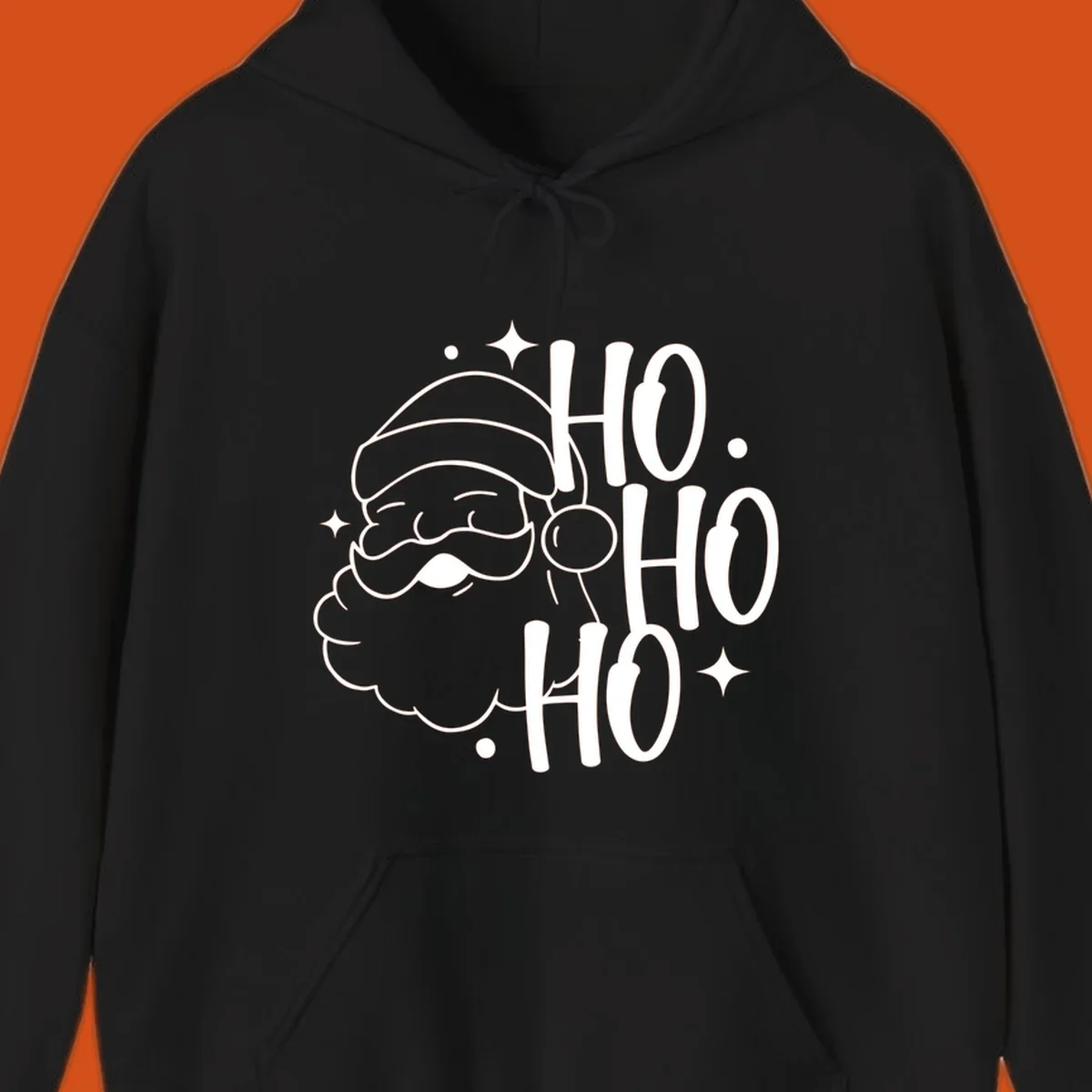 Santa Claus with 'HO HO HO' text for Christmas holiday.