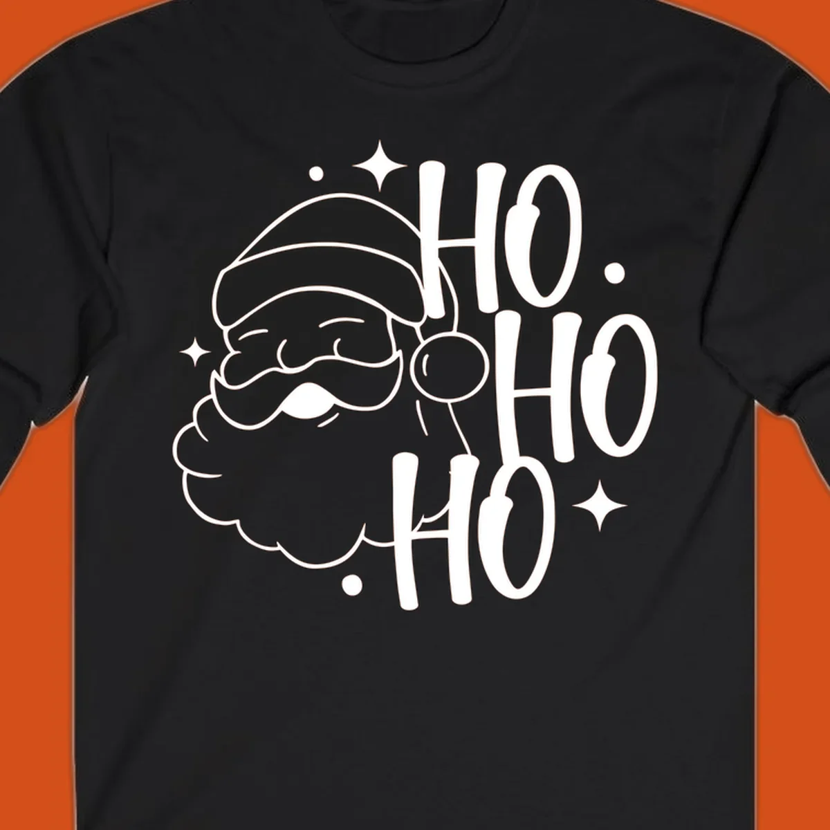 Santa Claus with 'HO HO HO' text for Christmas holiday.