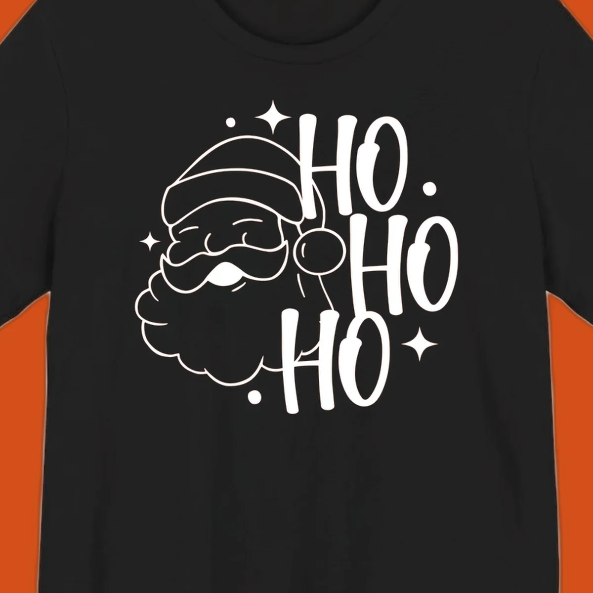 Santa Claus with 'HO HO HO' text for Christmas holiday.