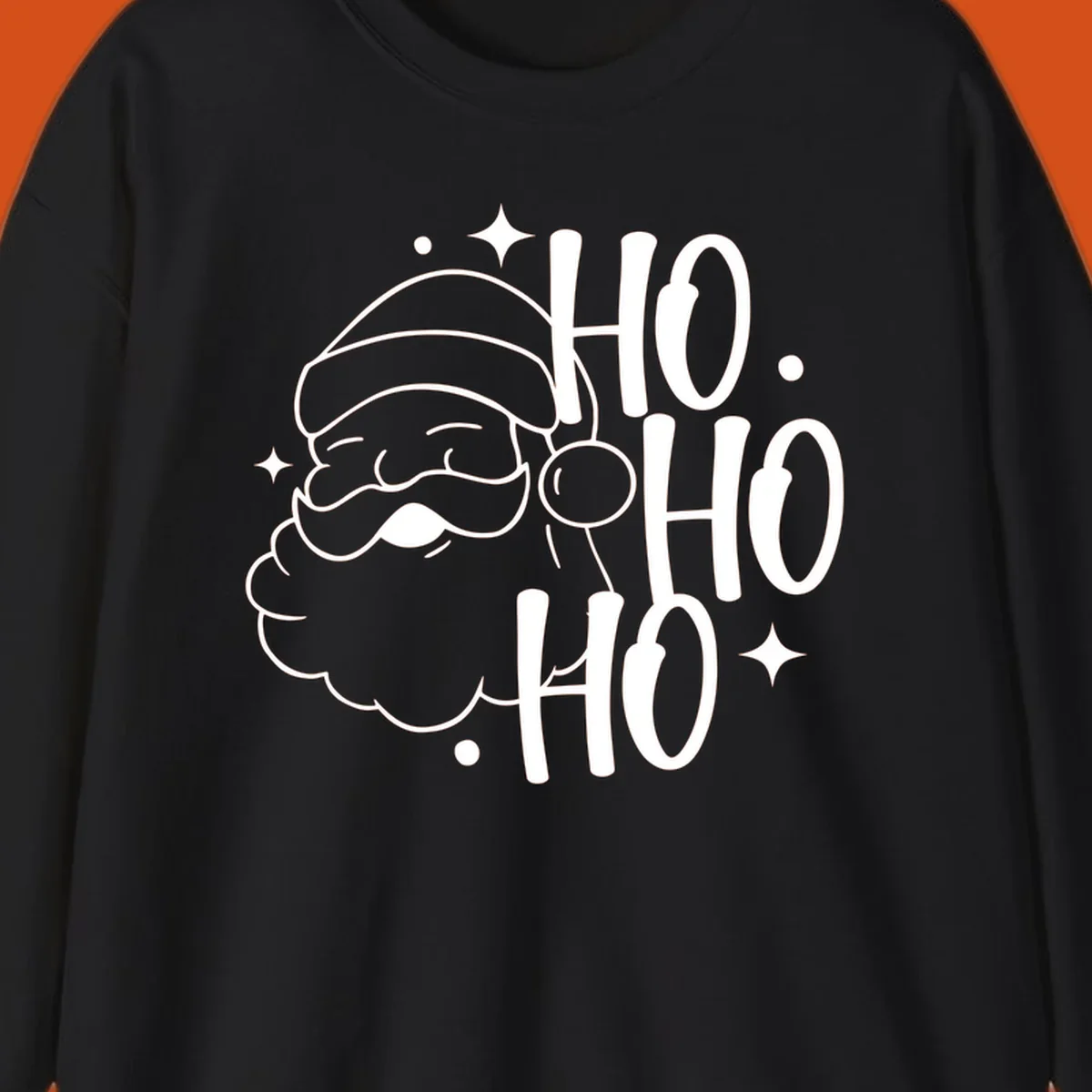 Santa Claus with 'HO HO HO' text for Christmas holiday.