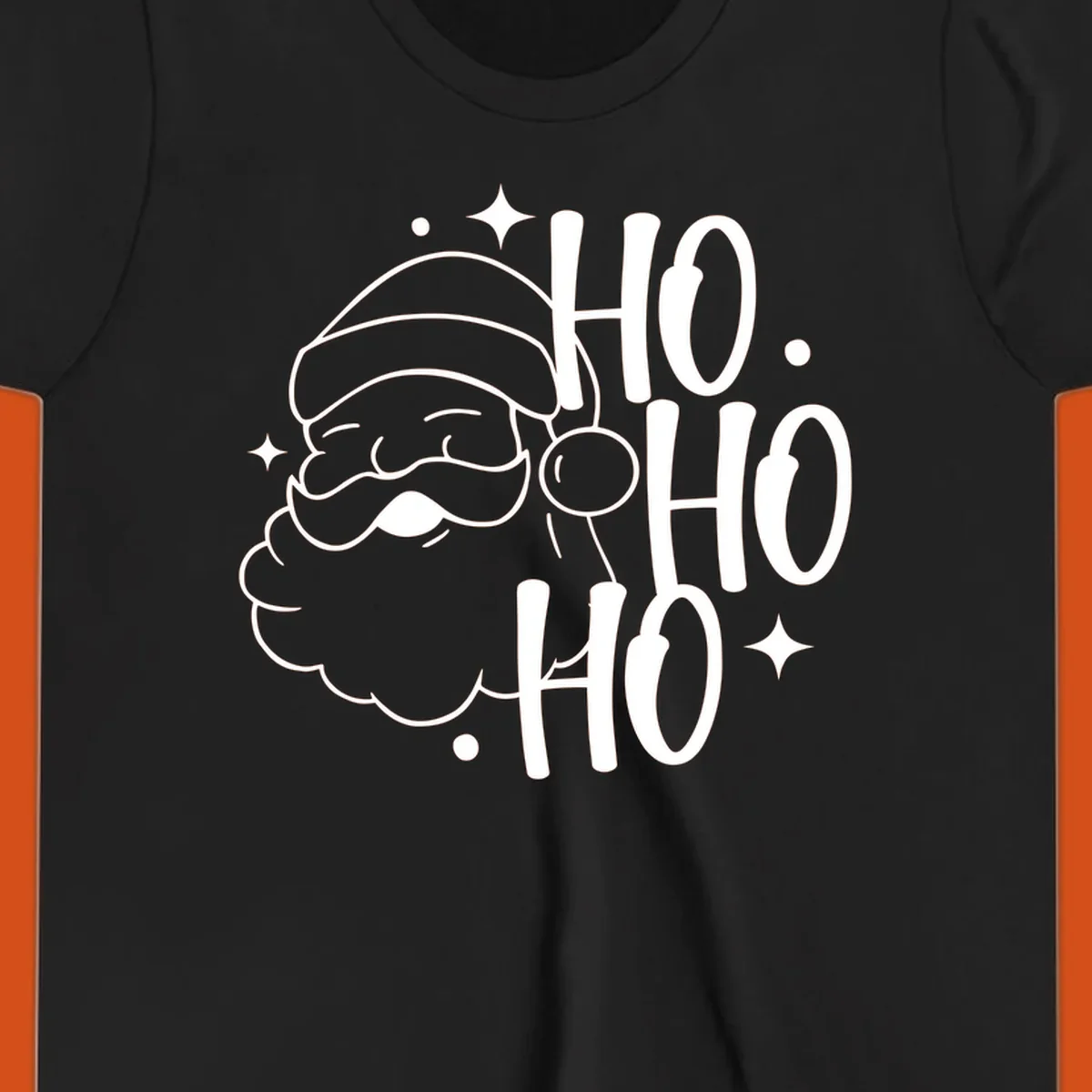 Santa Claus with 'HO HO HO' text for Christmas holiday.