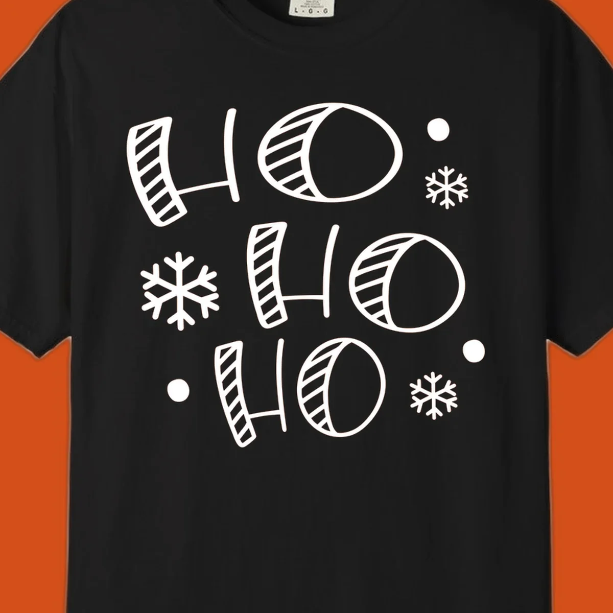Ho ho ho christmas text with snowflakes pattern