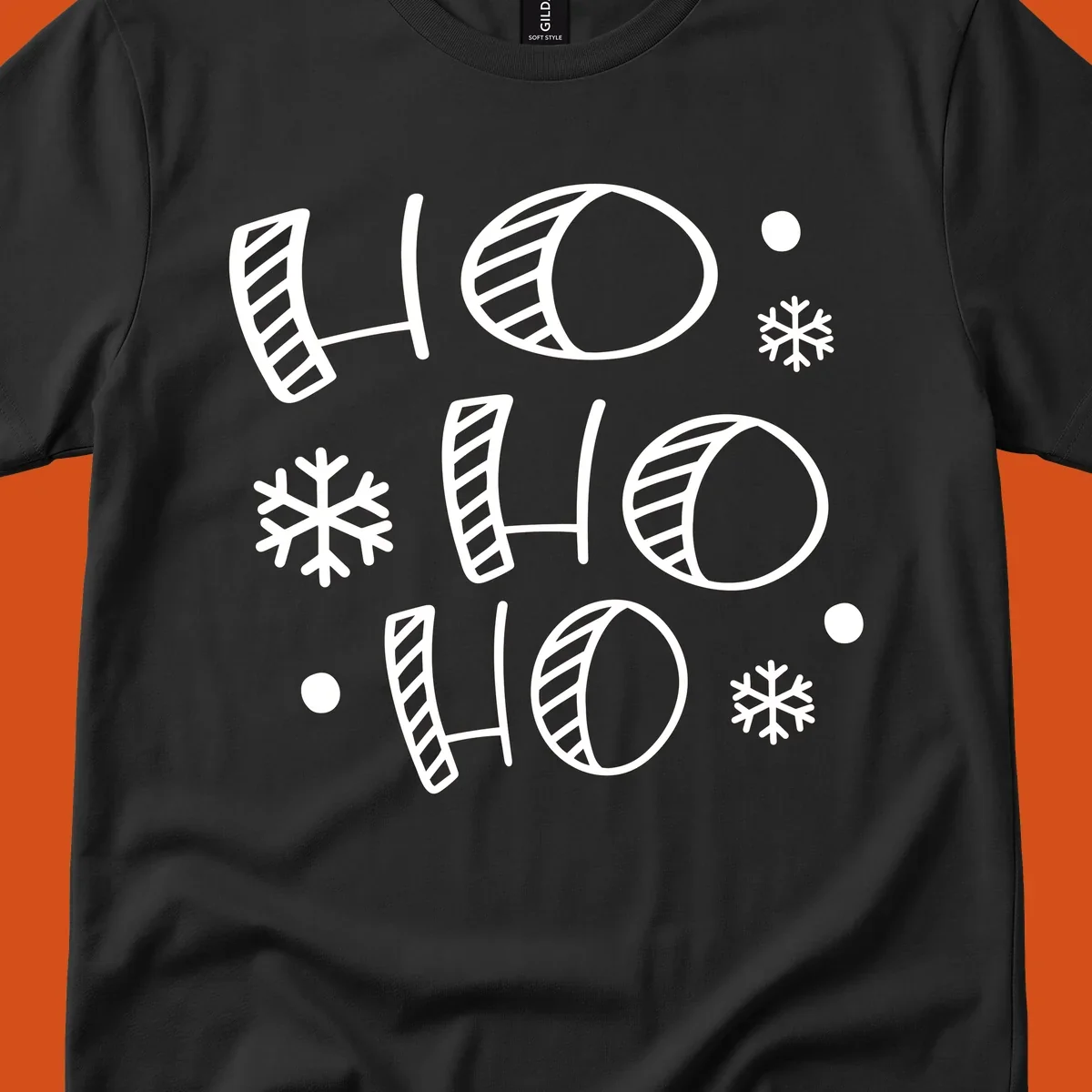Ho ho ho christmas text with snowflakes pattern