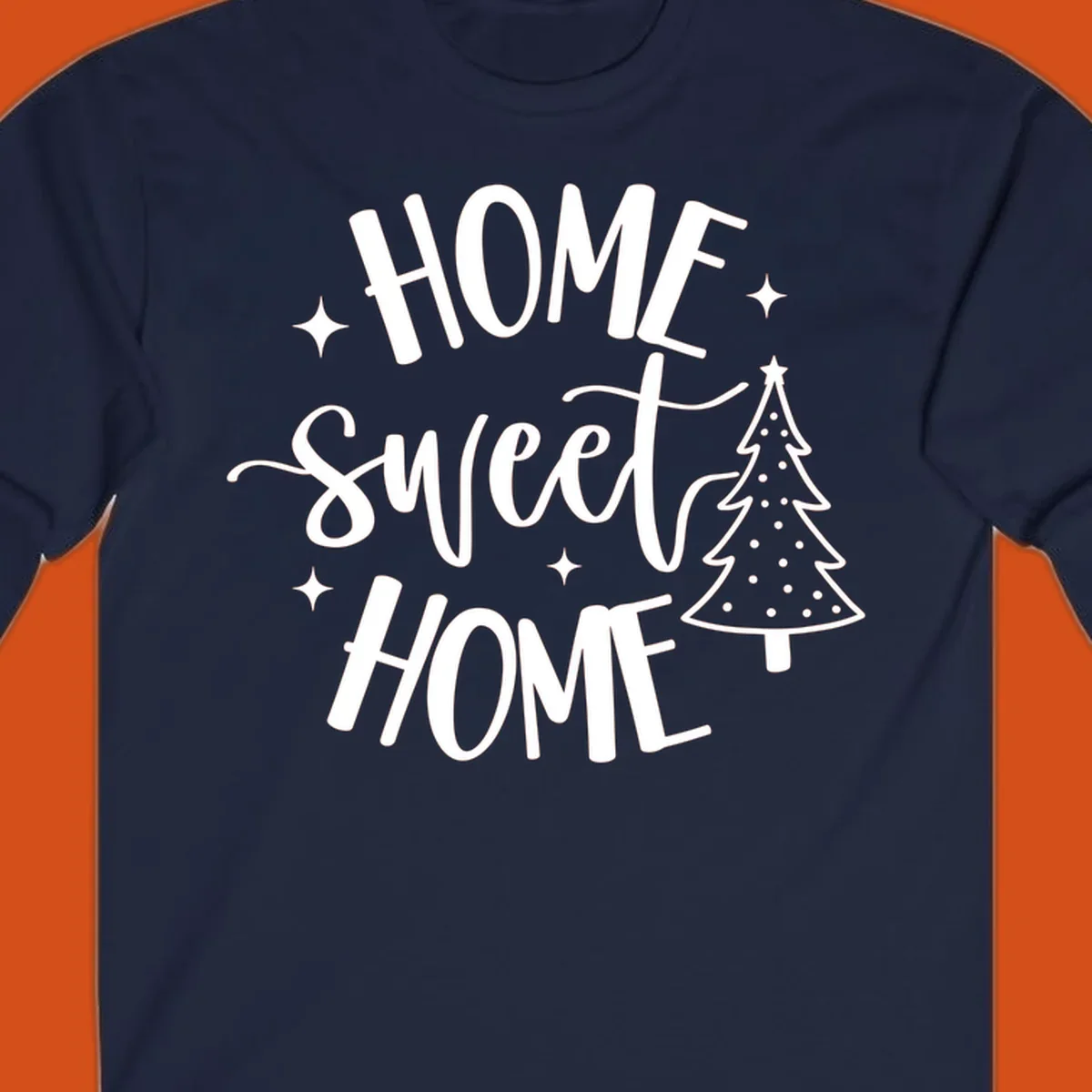 Home sweet home holiday christmas tree text design