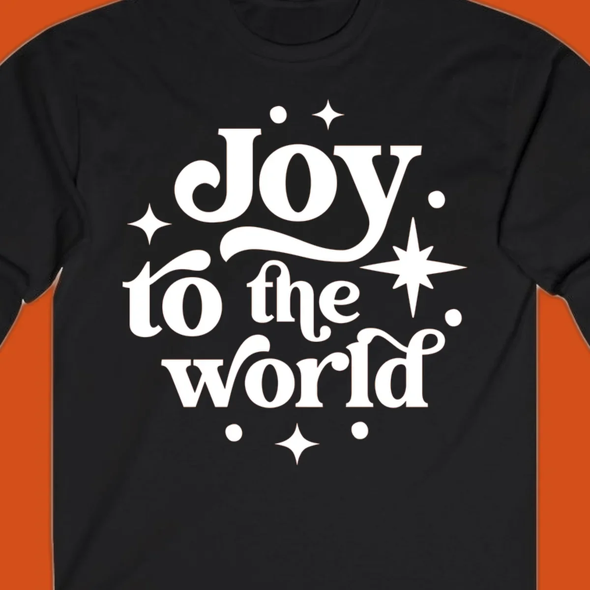 Joy to the world typography design with retro stars and dots.