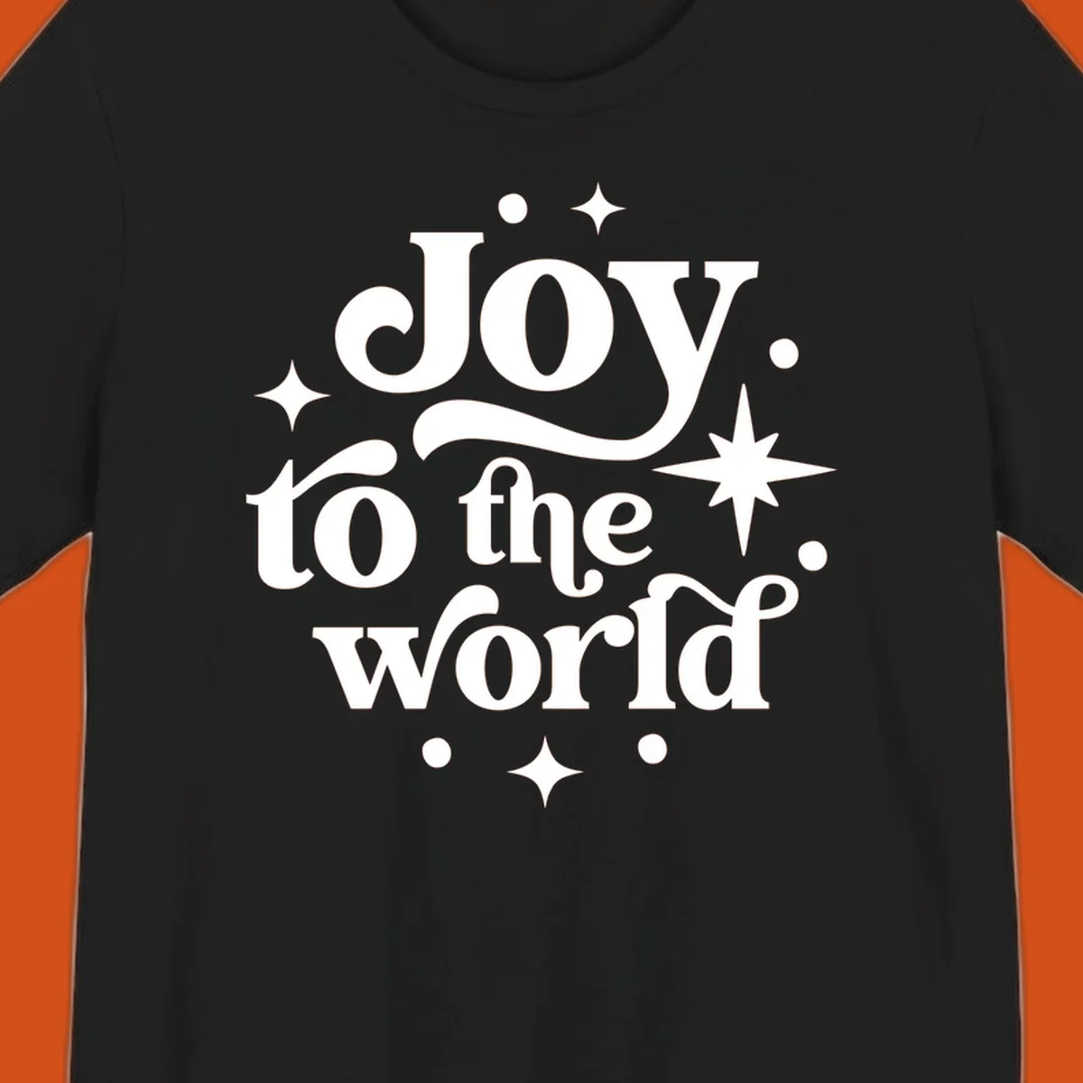 Joy to the world typography design with retro stars and dots.
