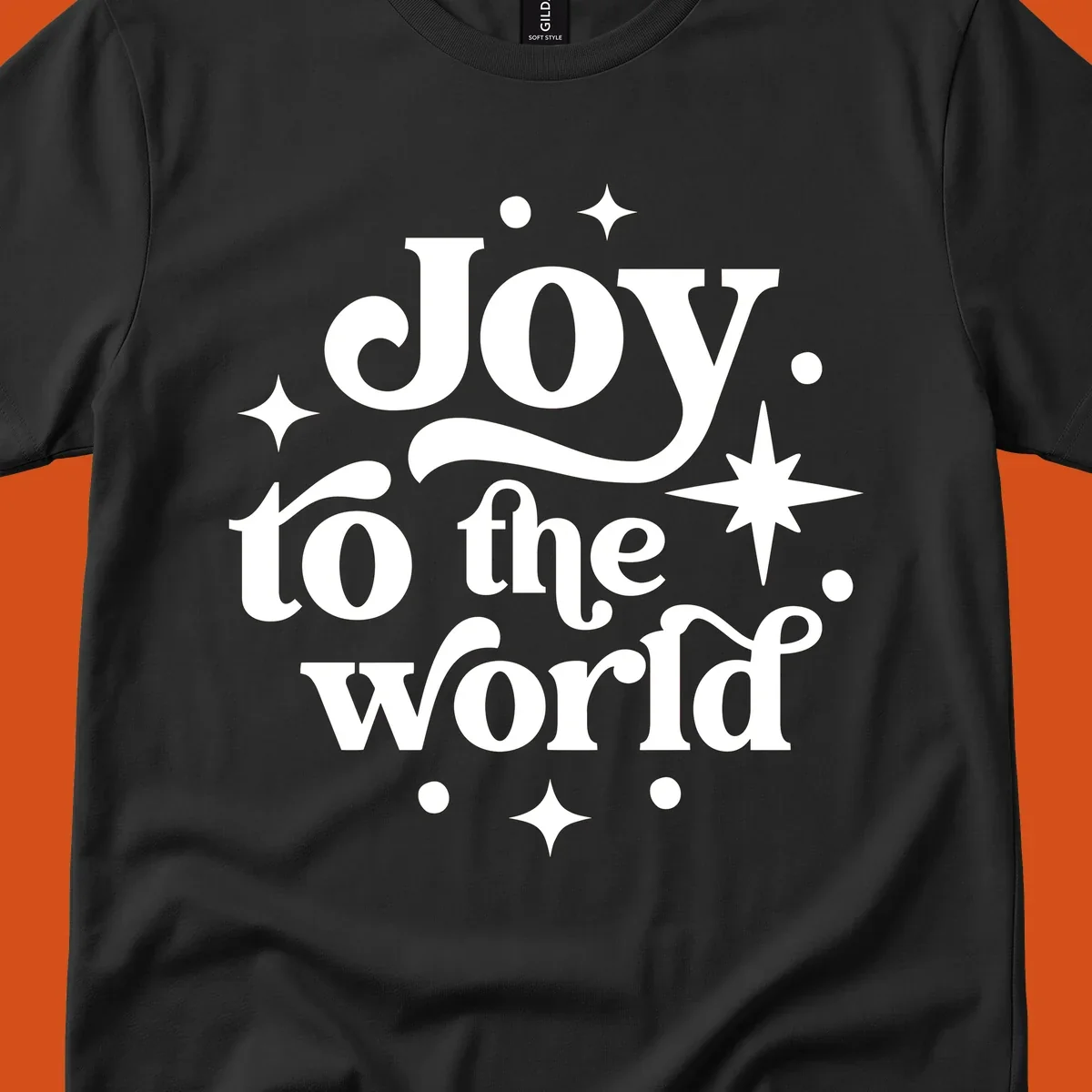 Joy to the world typography design with retro stars and dots.