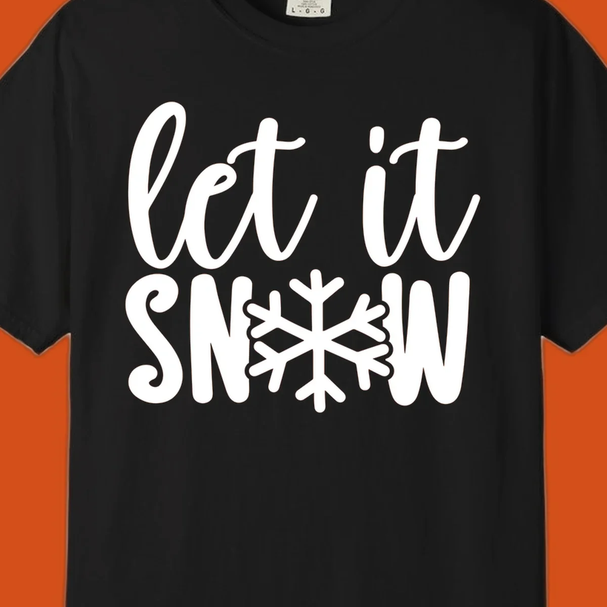 Let it snow text with a snowflake graphic, holiday design