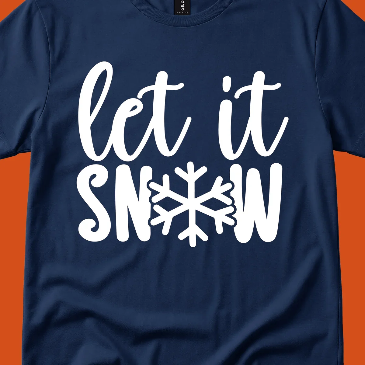 Let it snow text with a snowflake graphic, holiday design
