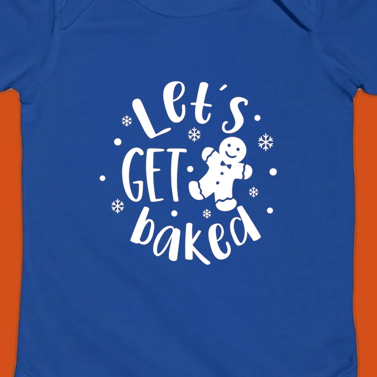 Lets get baked gingerbread man holiday text and illustration