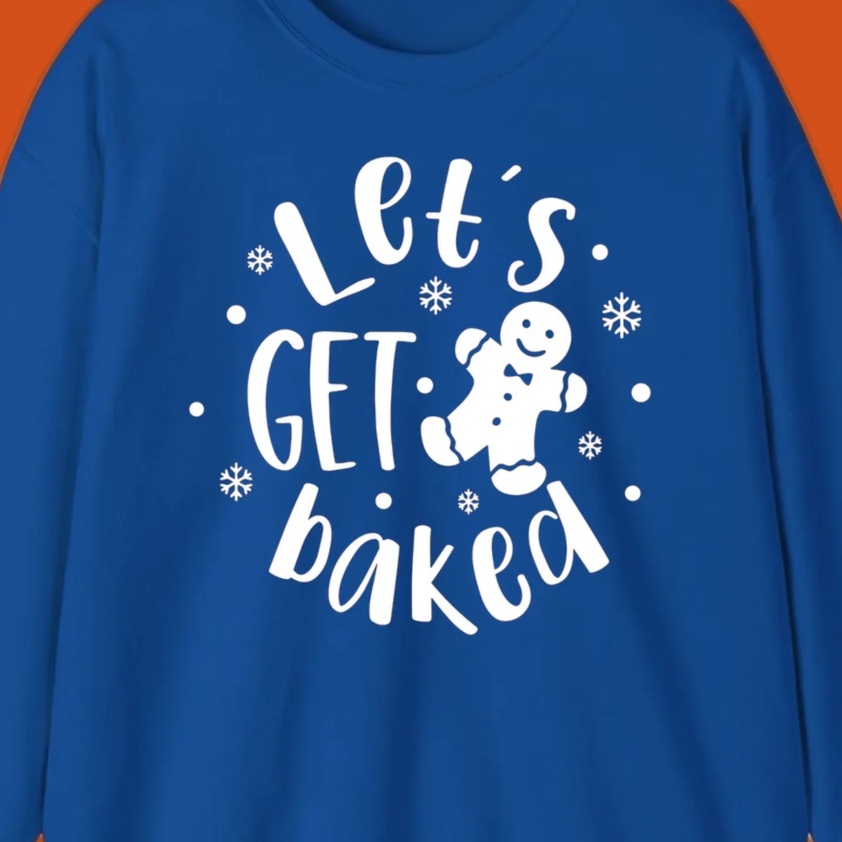 Lets get baked gingerbread man holiday text and illustration