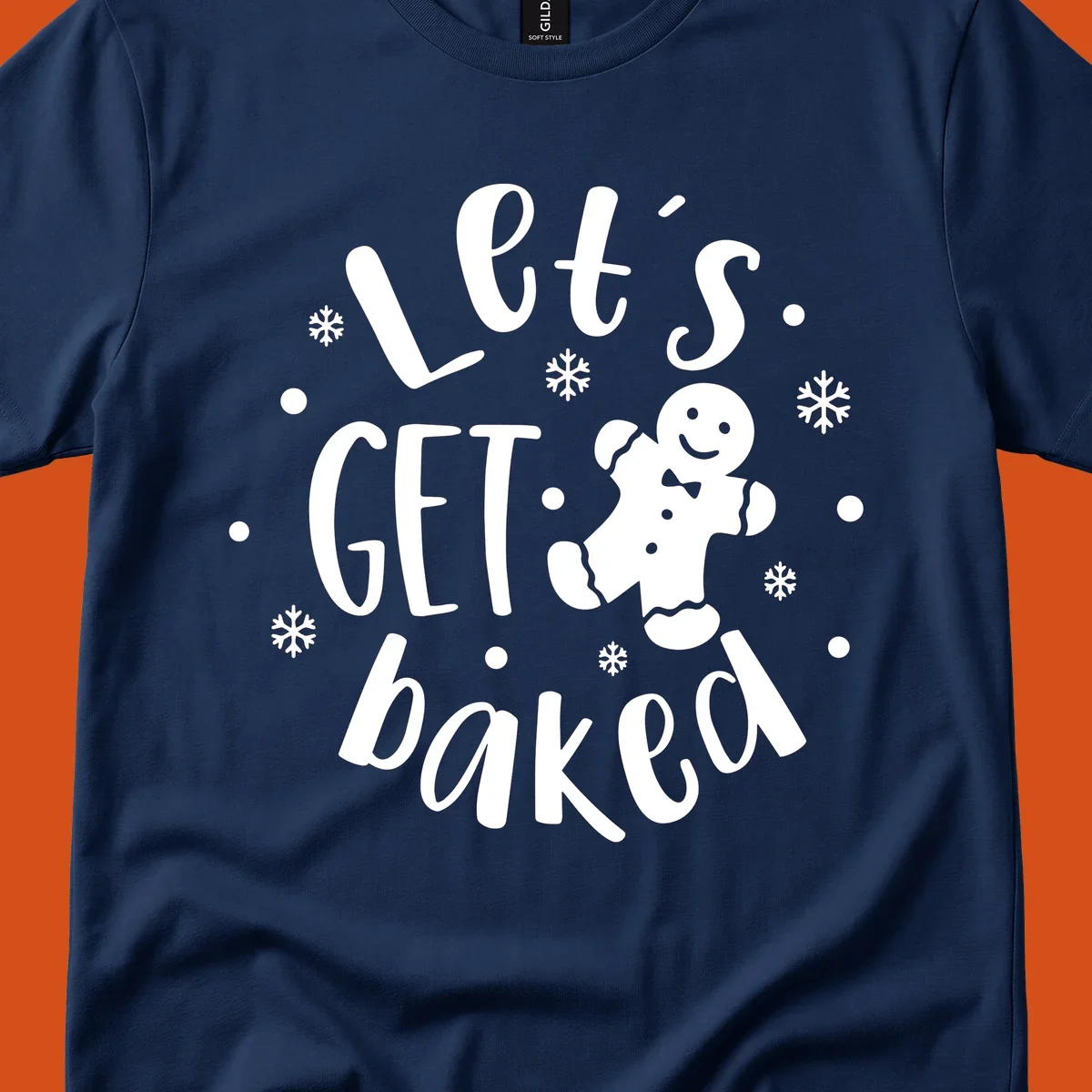 Lets get baked gingerbread man holiday text and illustration