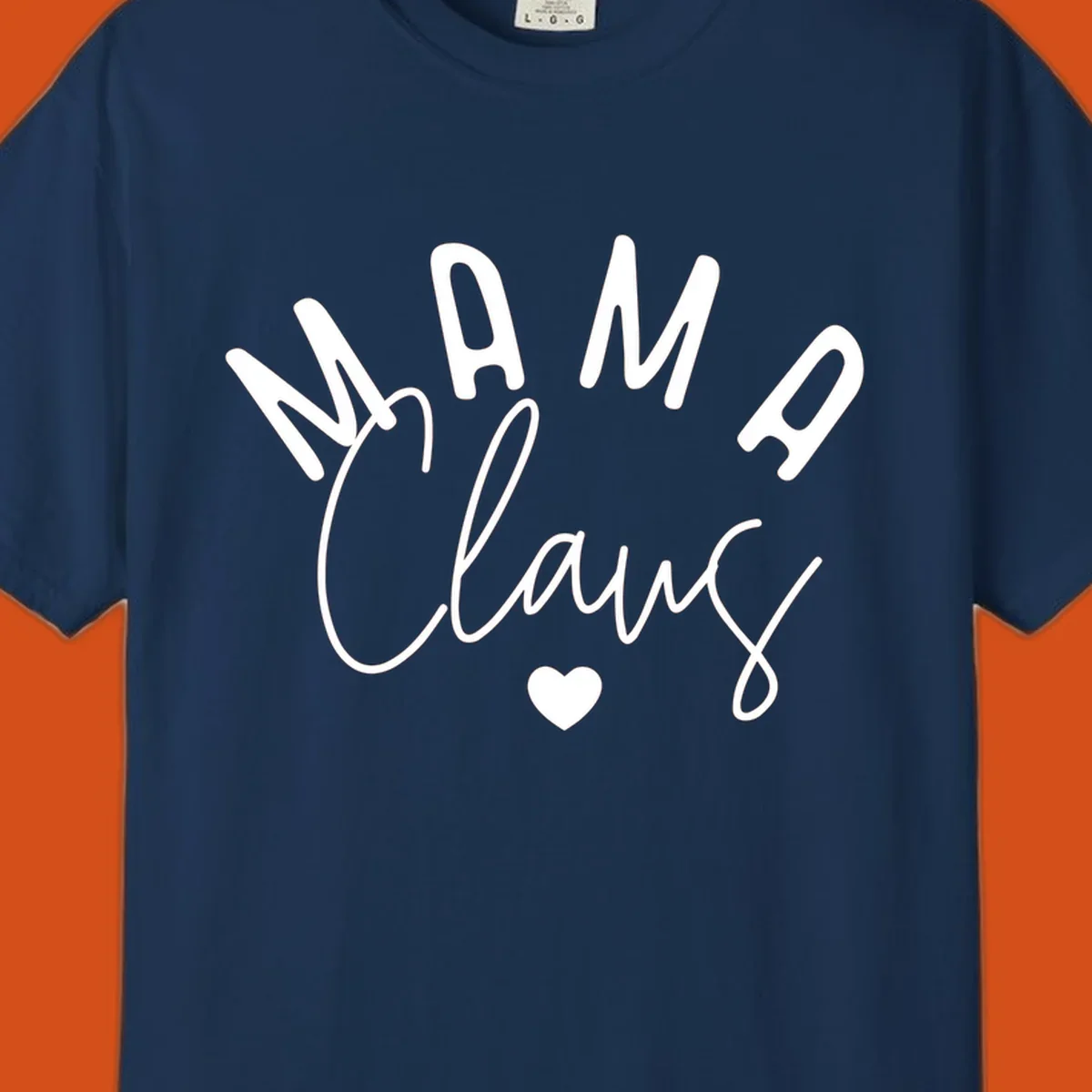 Mama Claus Christmas Heart design with text and a heart.