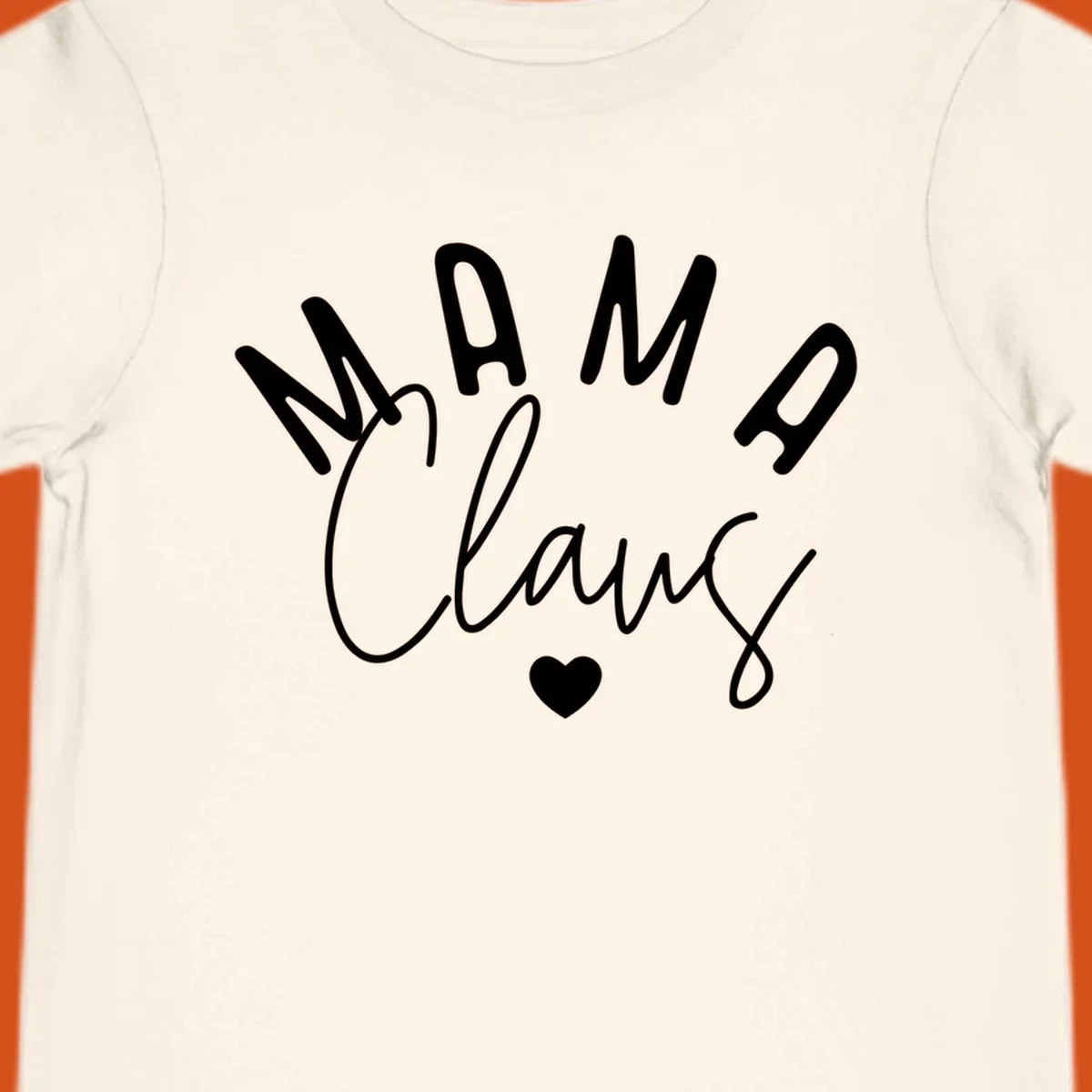 Mama Claus Christmas Heart design with text and a heart.