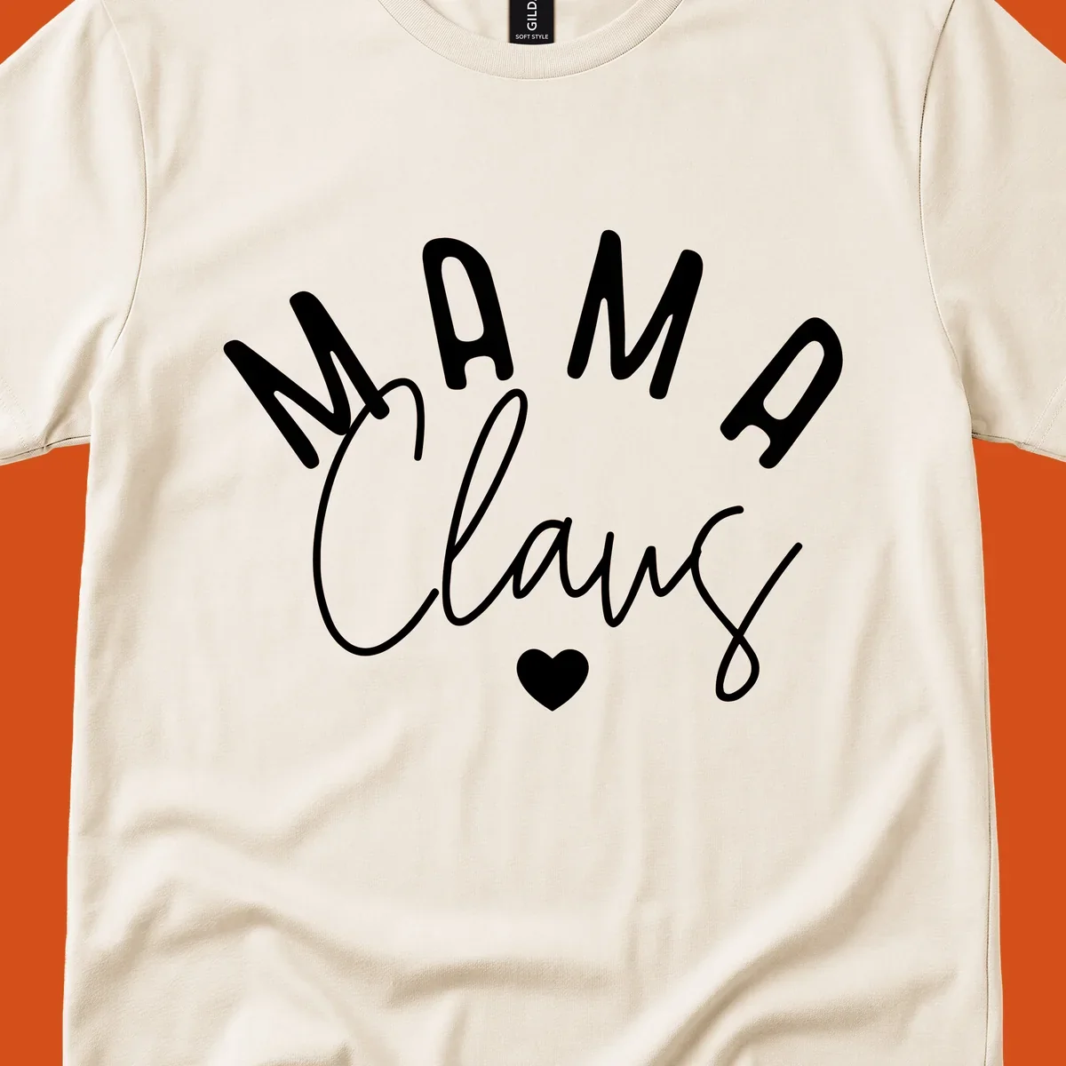 Mama Claus Christmas Heart design with text and a heart.